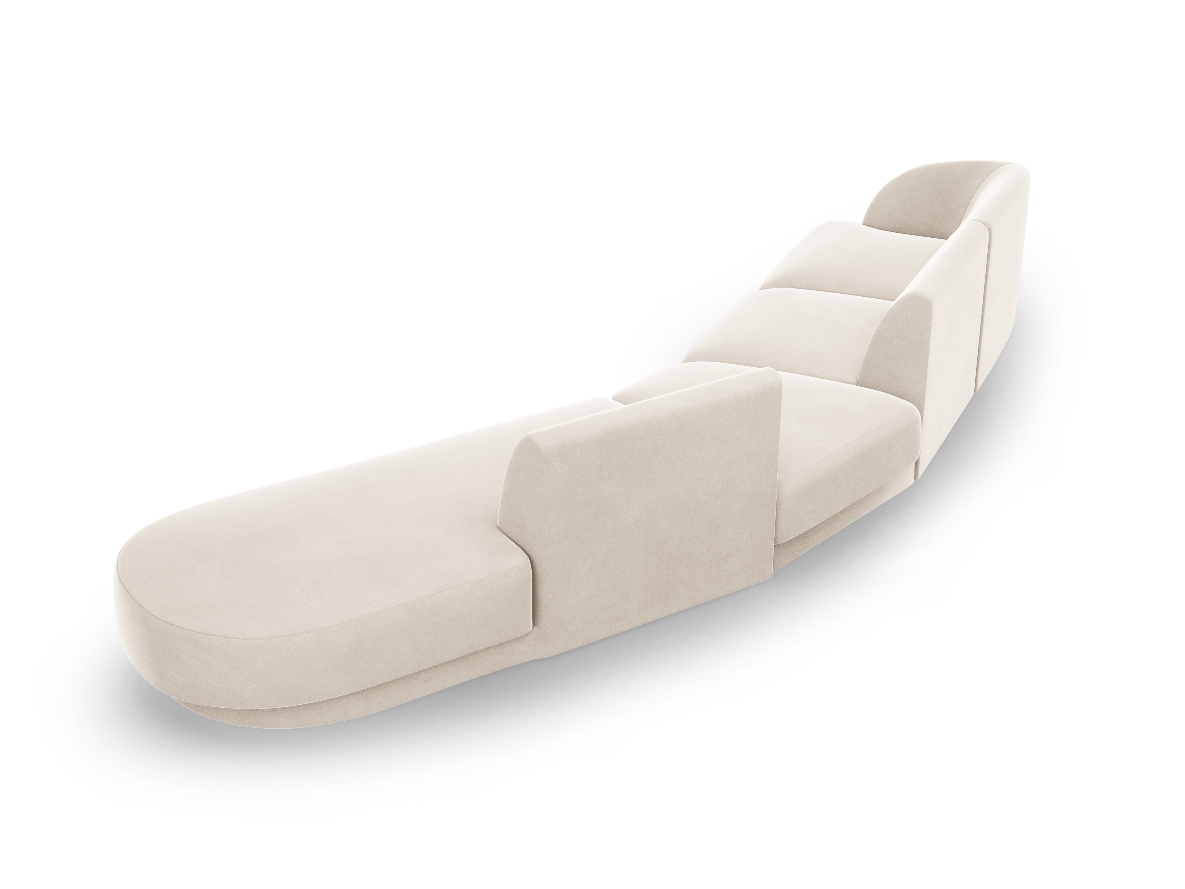 Right-facing modular velvet corner sofa for 7 people MILEY light beige