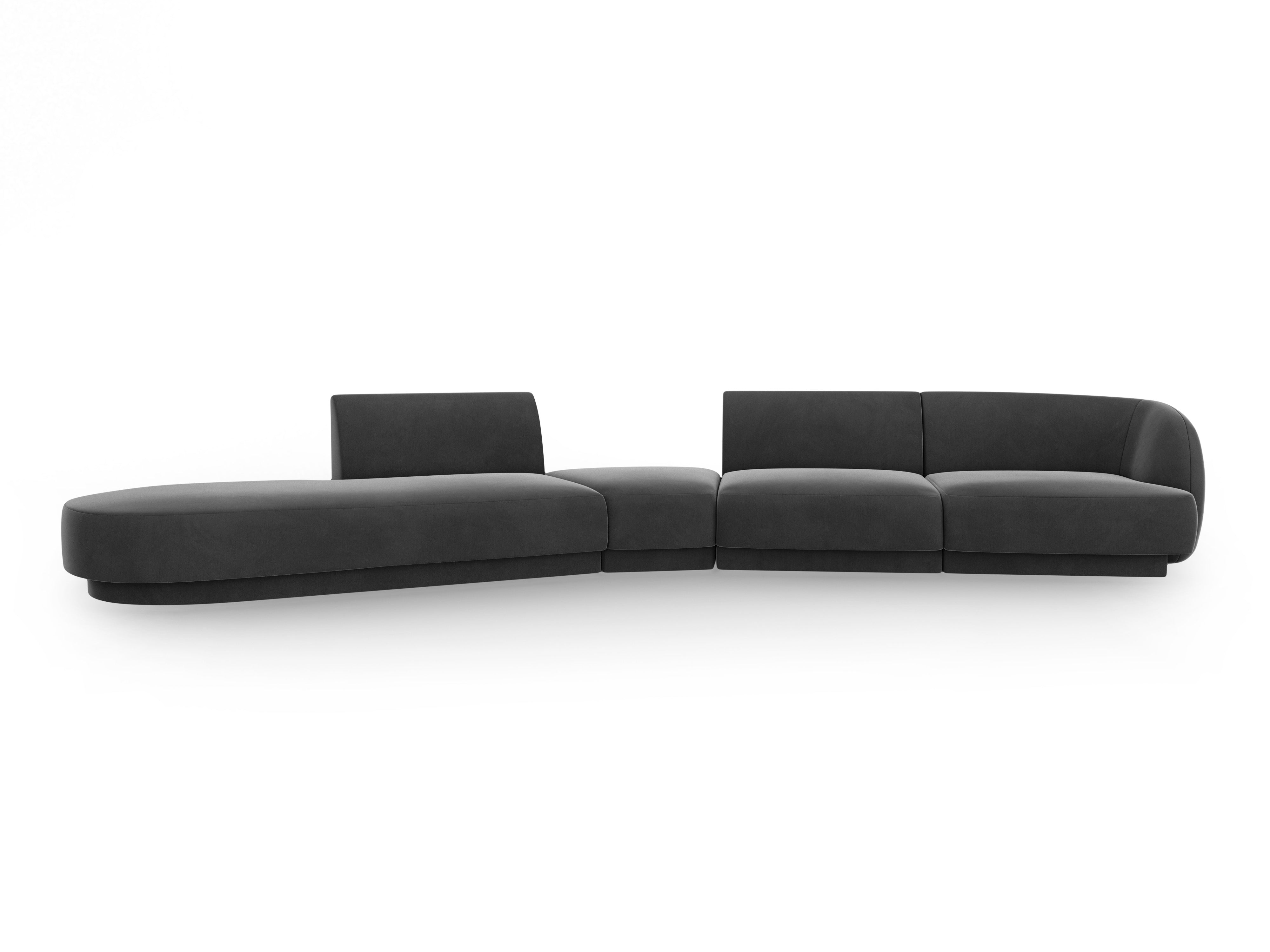 Left-facing velvet modular corner sofa for 7 people MILEY gray