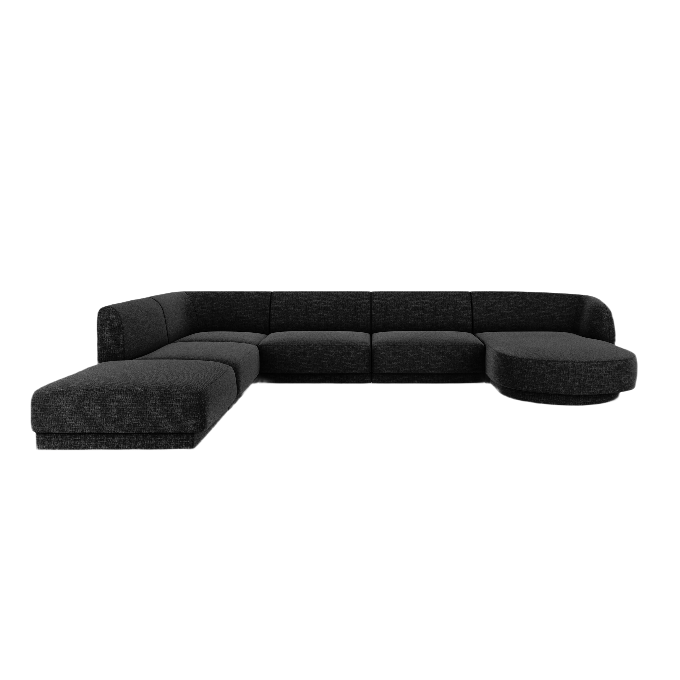 Left-sided panoramic corner sofa for 6 people MILEY black chenille silky