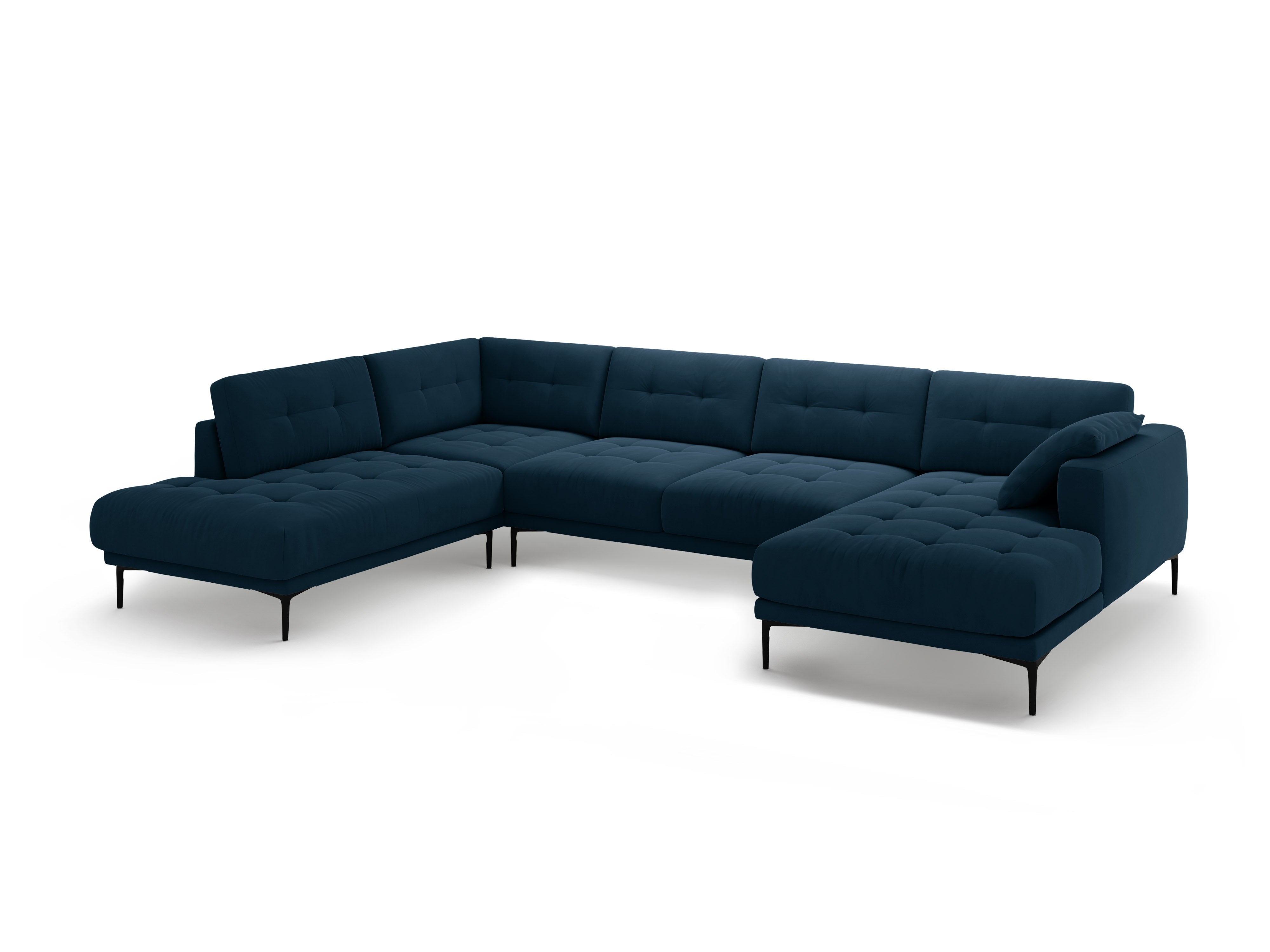 Left-sided panoramic velvet corner sofa BEMY royal blue