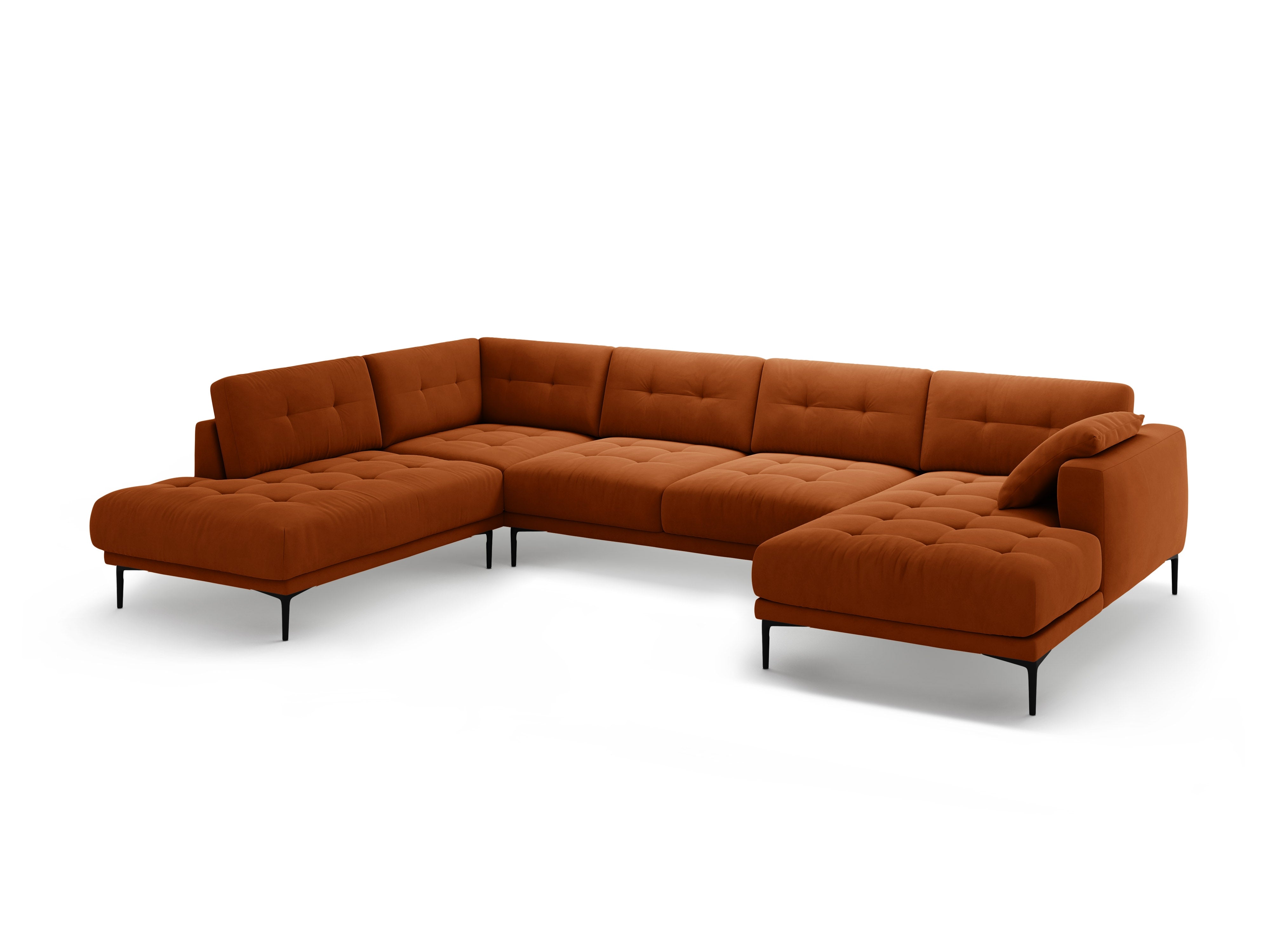 Left-sided panoramic velvet corner sofa BEMY terracotta