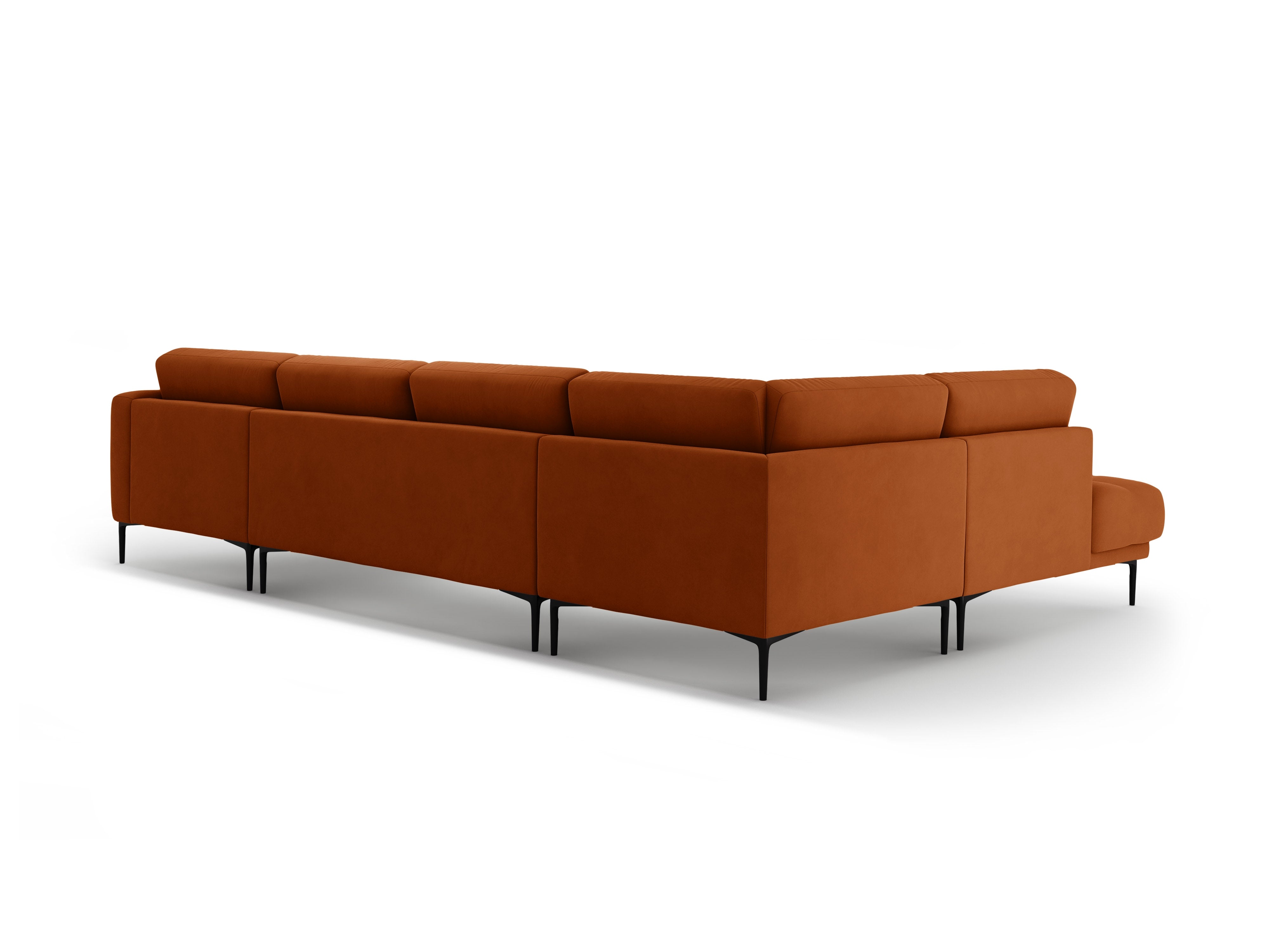 Left-sided panoramic velvet corner sofa BEMY terracotta