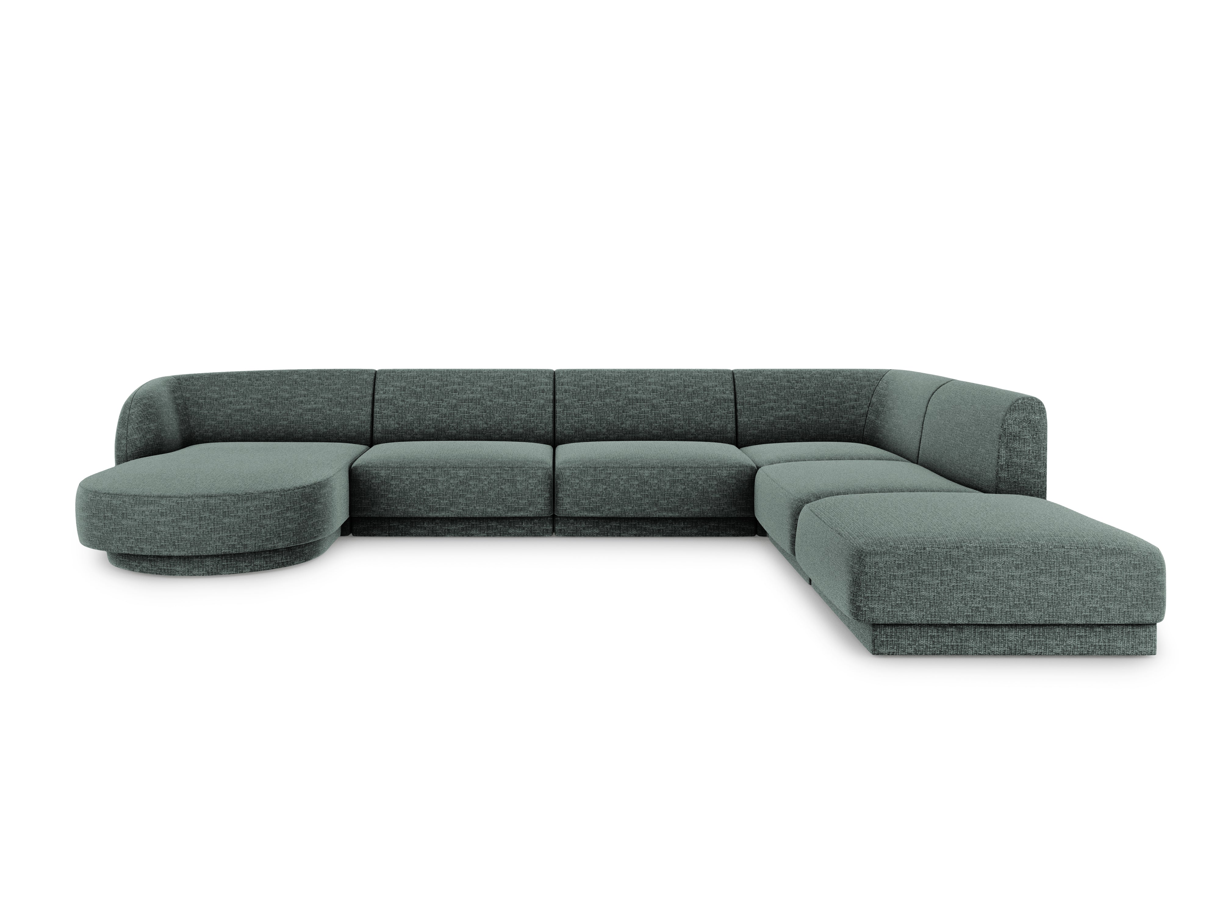 Sofa prawostronna panoramiczna w tkaninie szenilowej 6-osobowa MILEY petrol Micadoni    Eye on Design