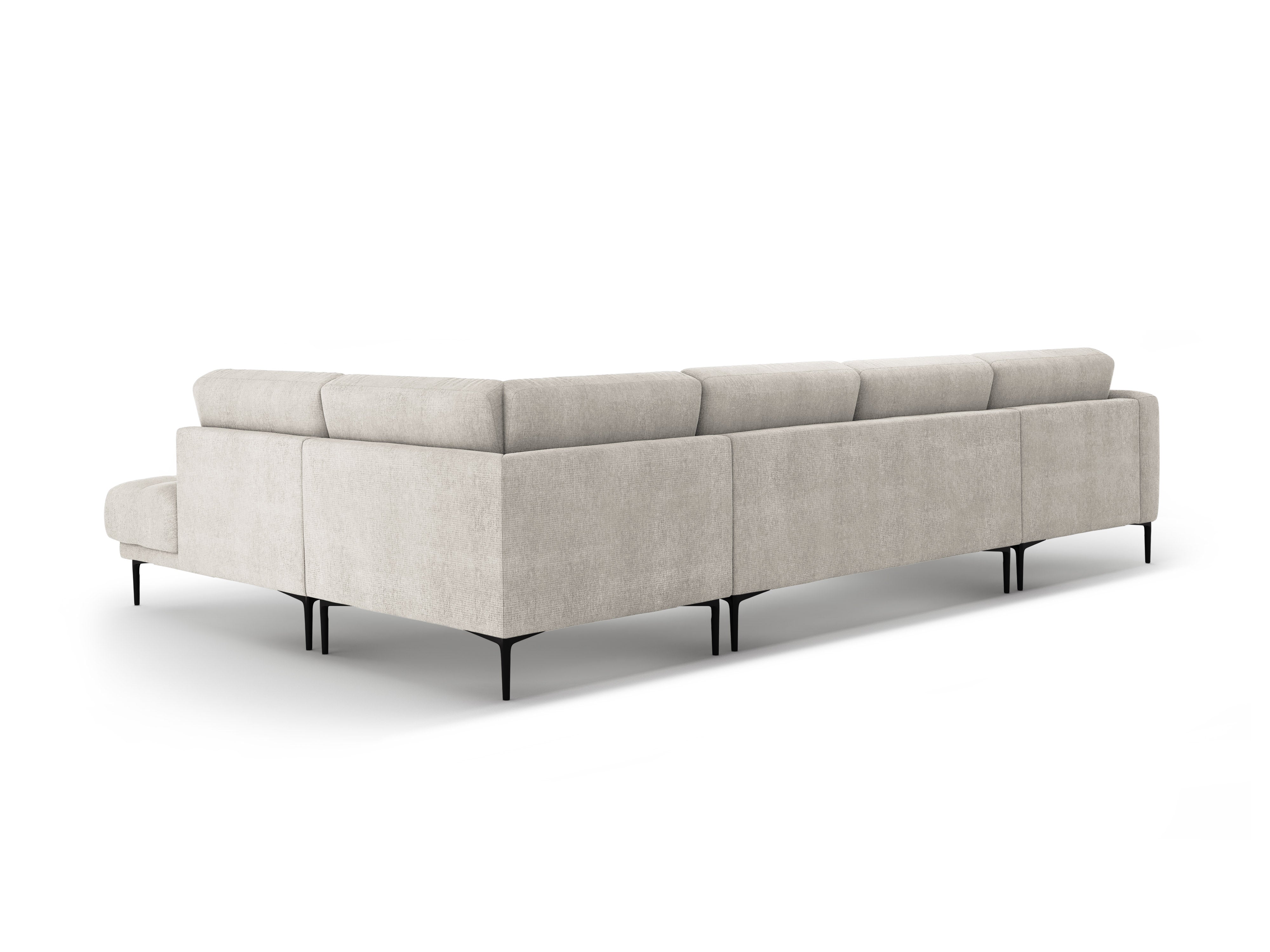 Right-hand panoramic corner sofa BEMY beige chenille
