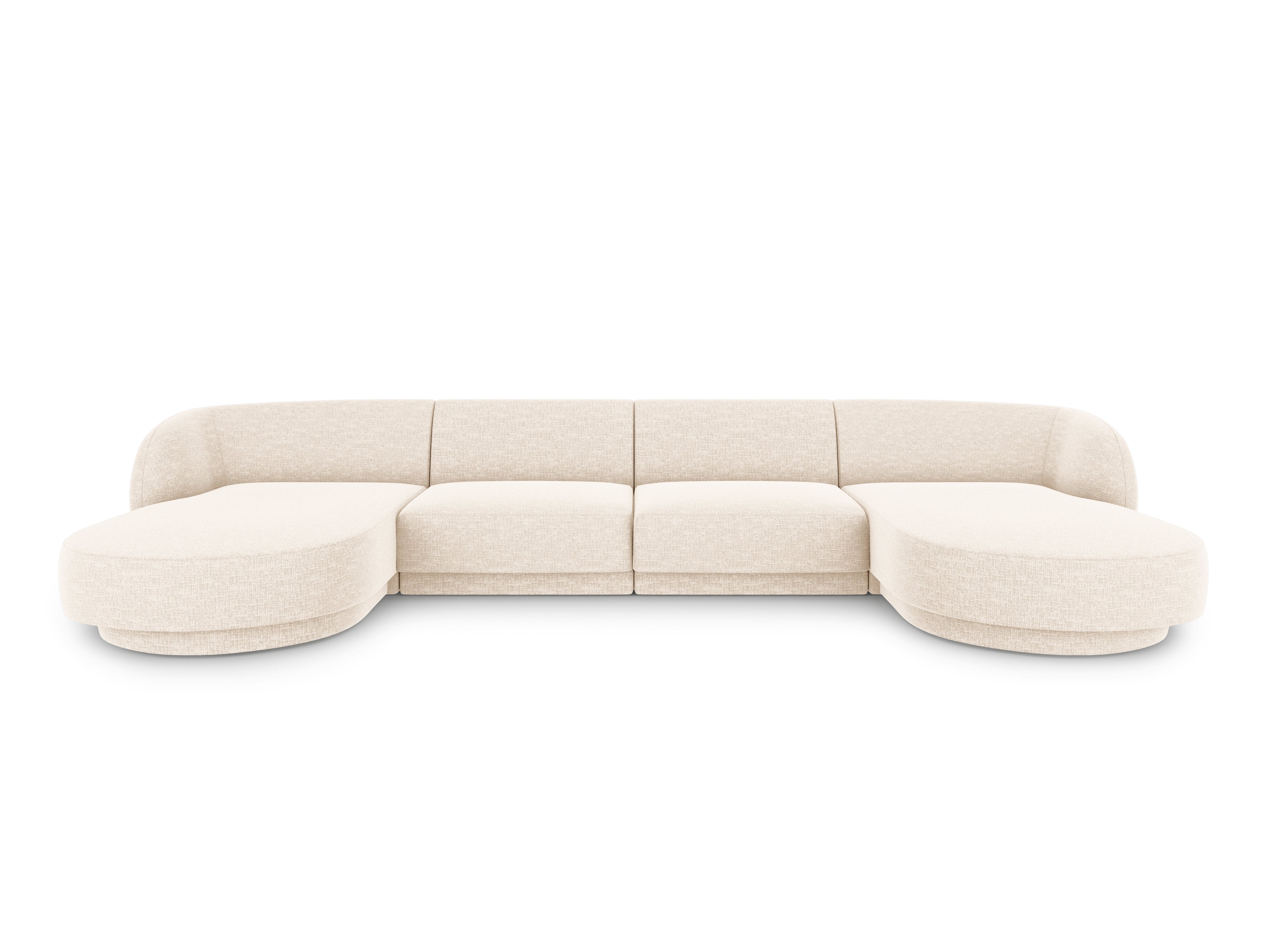 Sofa panoramiczna w tkaninie szenilowej MILEY jasnobeżowy Micadoni    Eye on Design