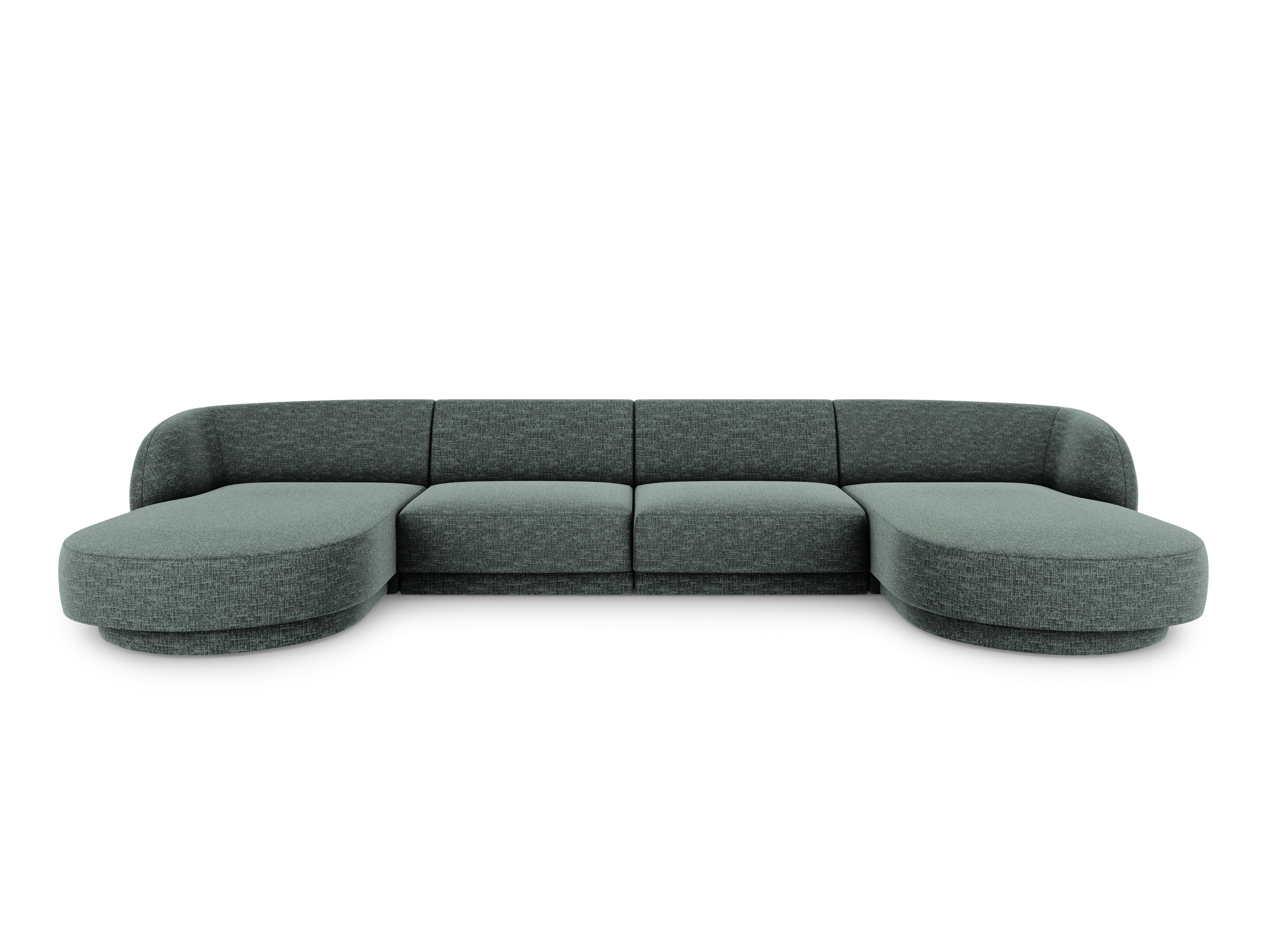 Sofa panoramiczna w tkaninie szenilowej MILEY petrol Micadoni    Eye on Design