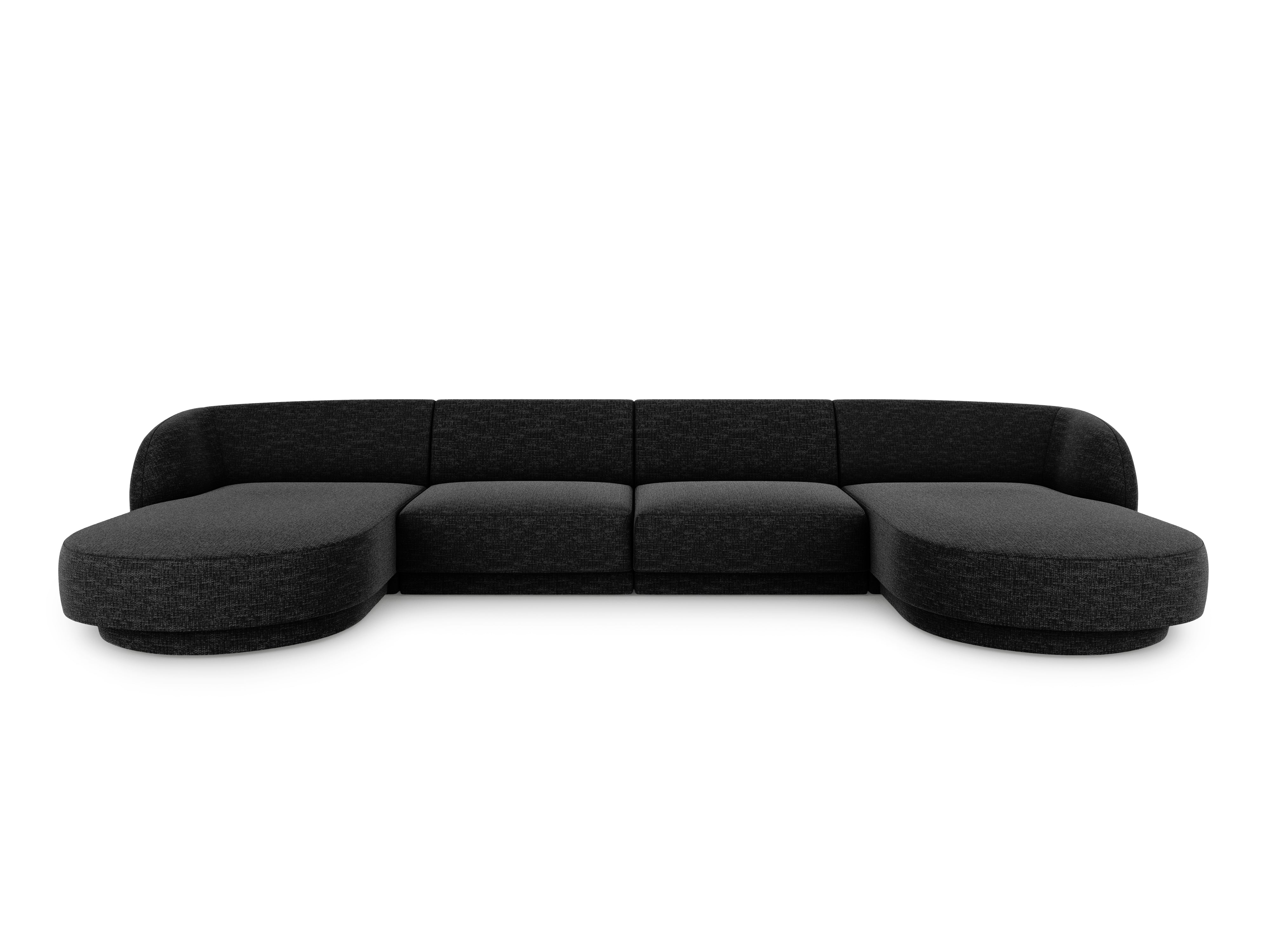 Sofa panoramiczna w tkaninie szenilowej MILEY czarny Micadoni    Eye on Design