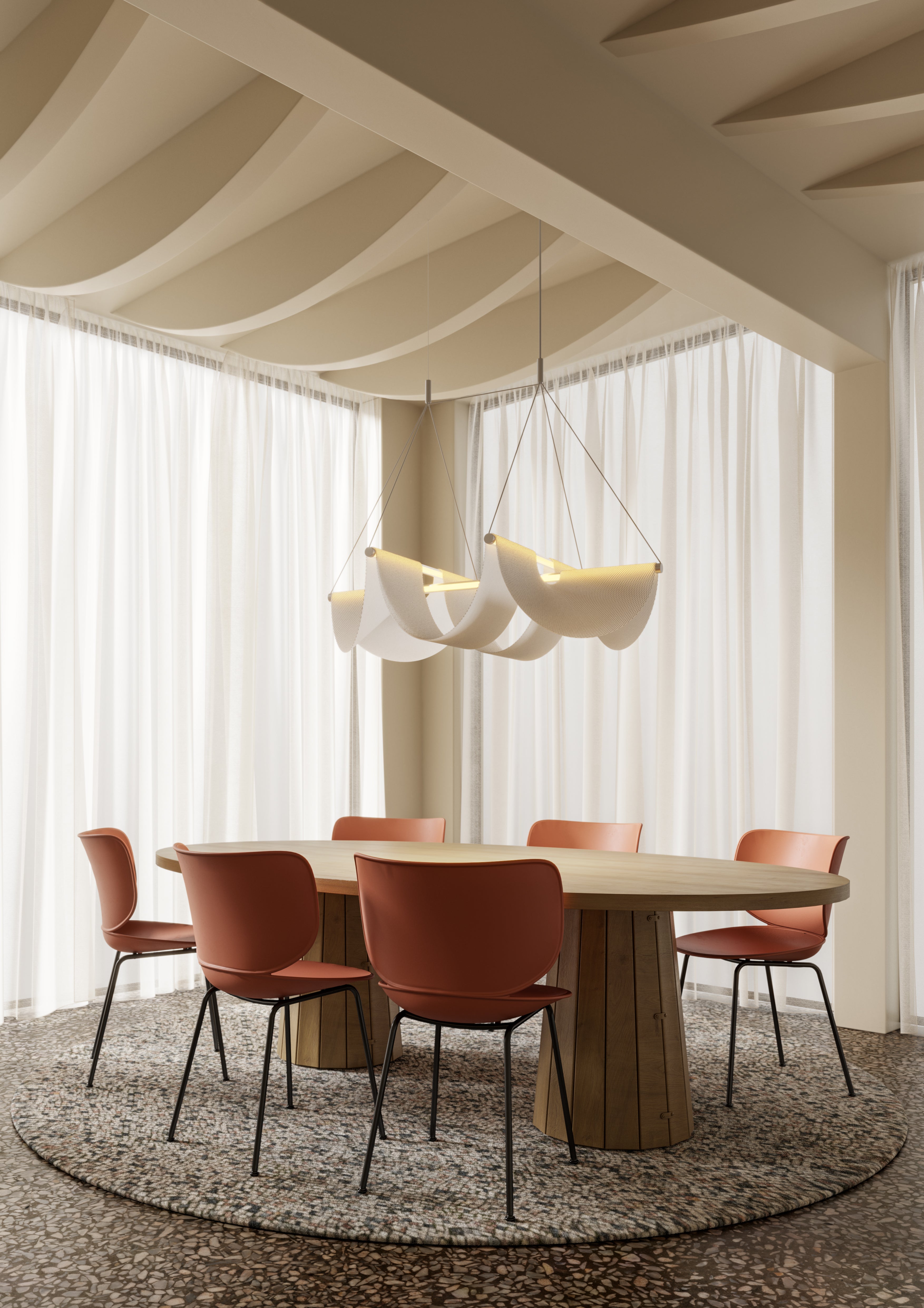 Závěsné svítidlo DRAPE LIGHT s drapovanou tkaninou
