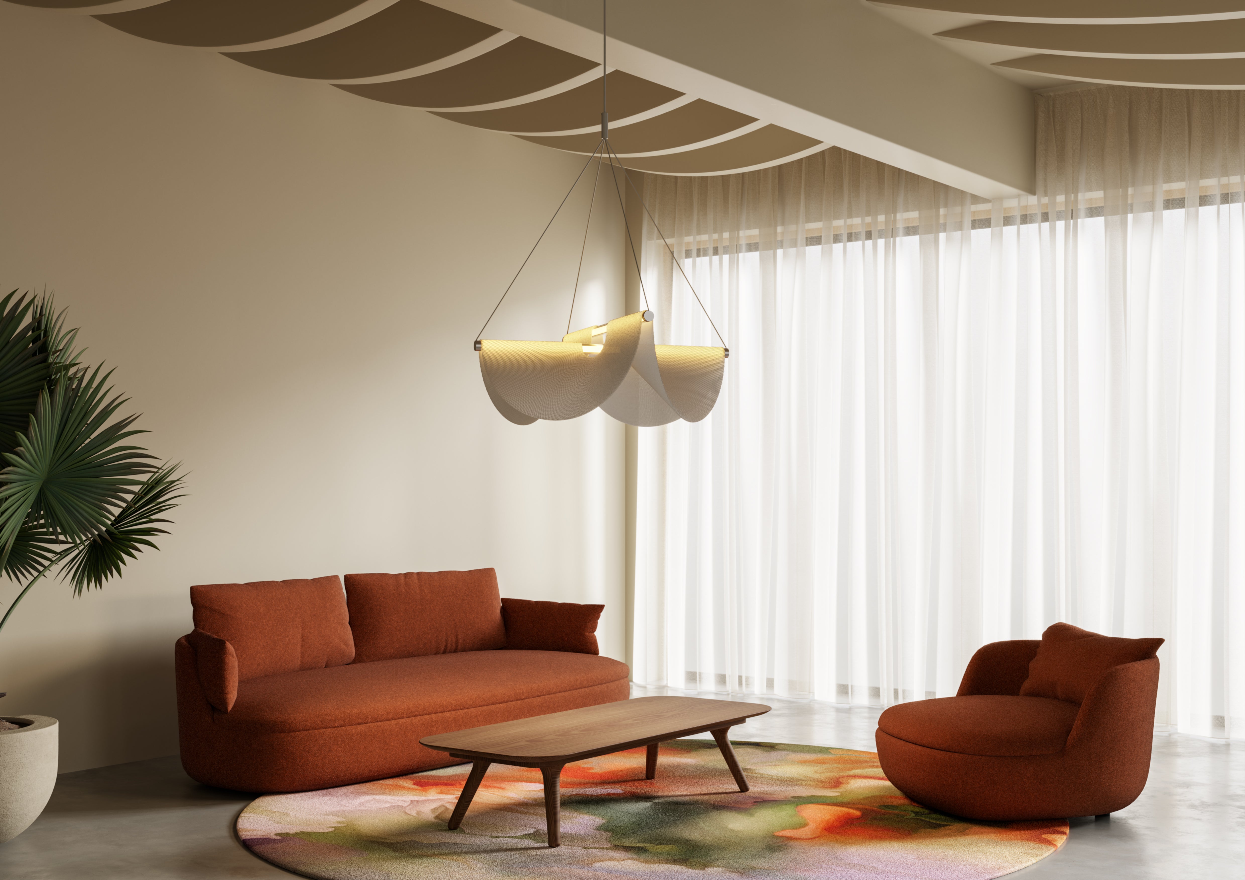 Závěsné svítidlo DRAPE LIGHT s drapovanou tkaninou