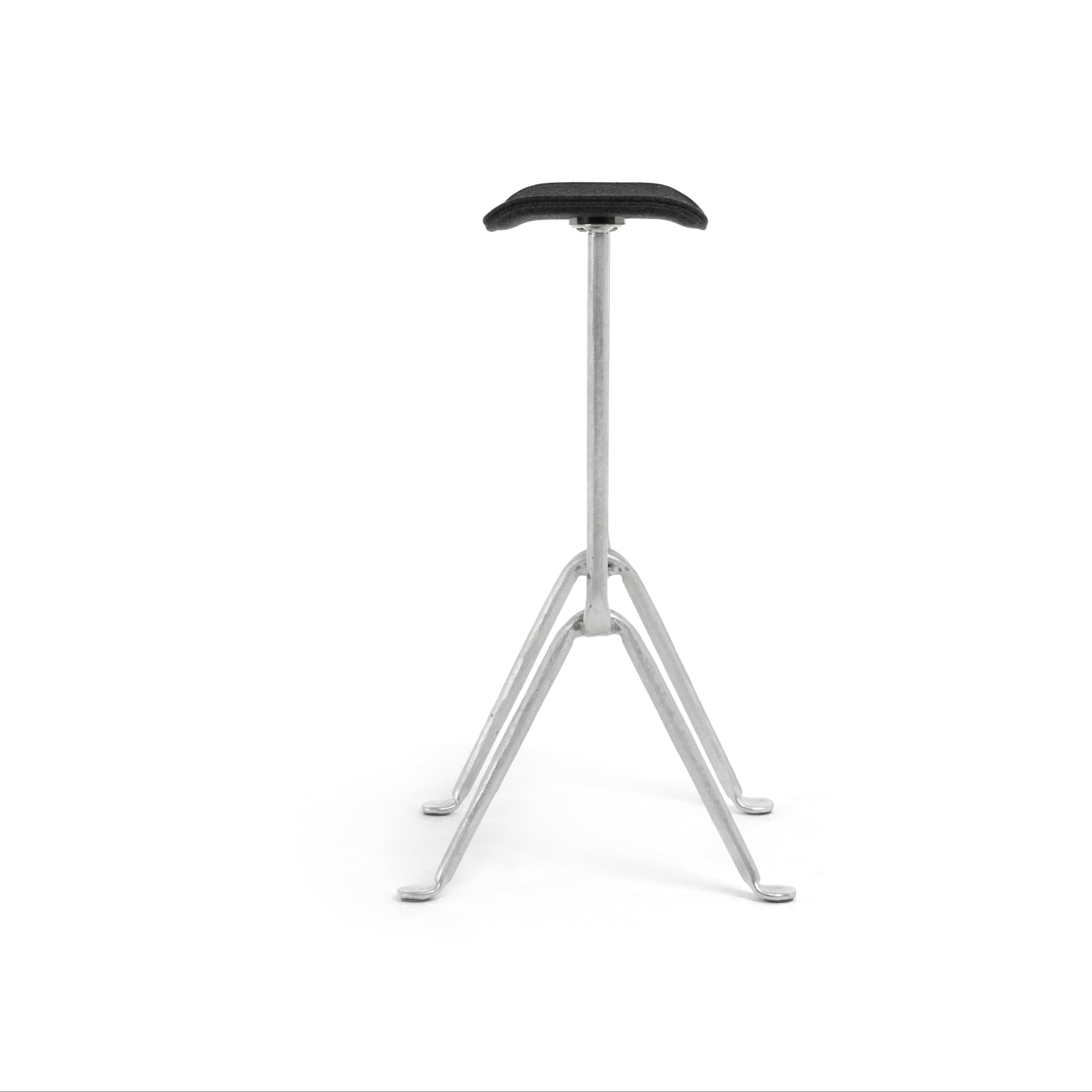 OFFICINA bar stool with a metal base and gray seat