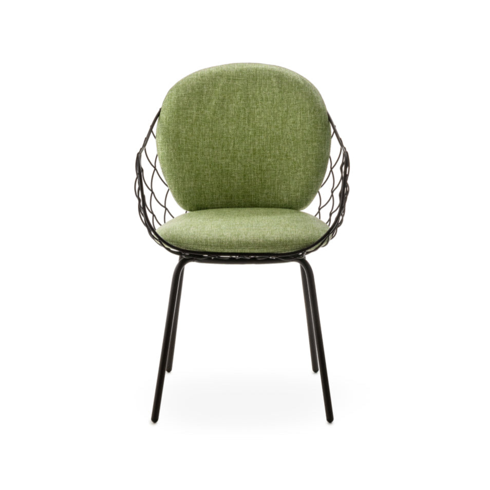 Outdoor chair PIÑA green with a brown base