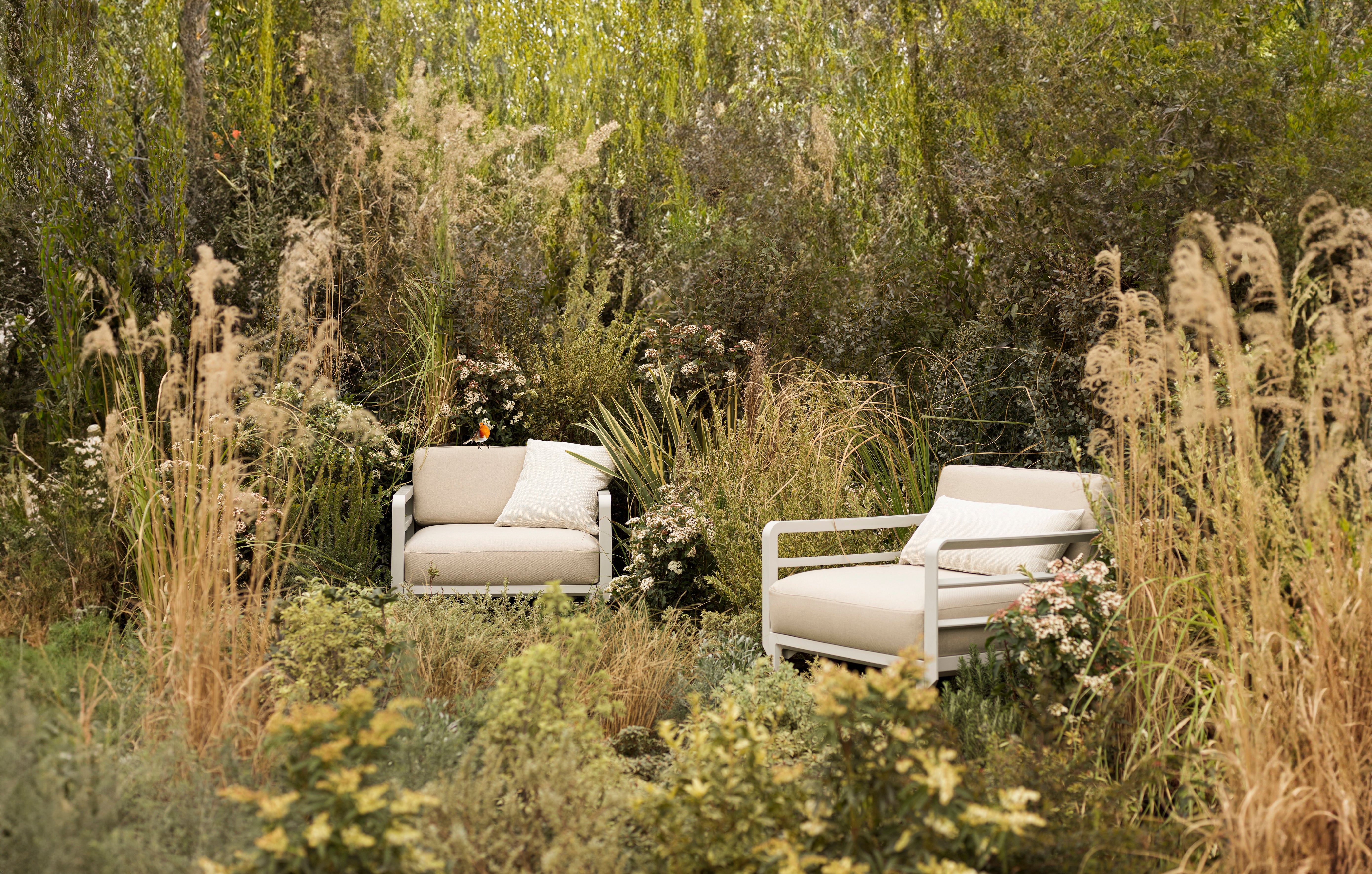 MAXIMO 5 Pearl Outdoor Modular Corner Sofa with Chalk Base