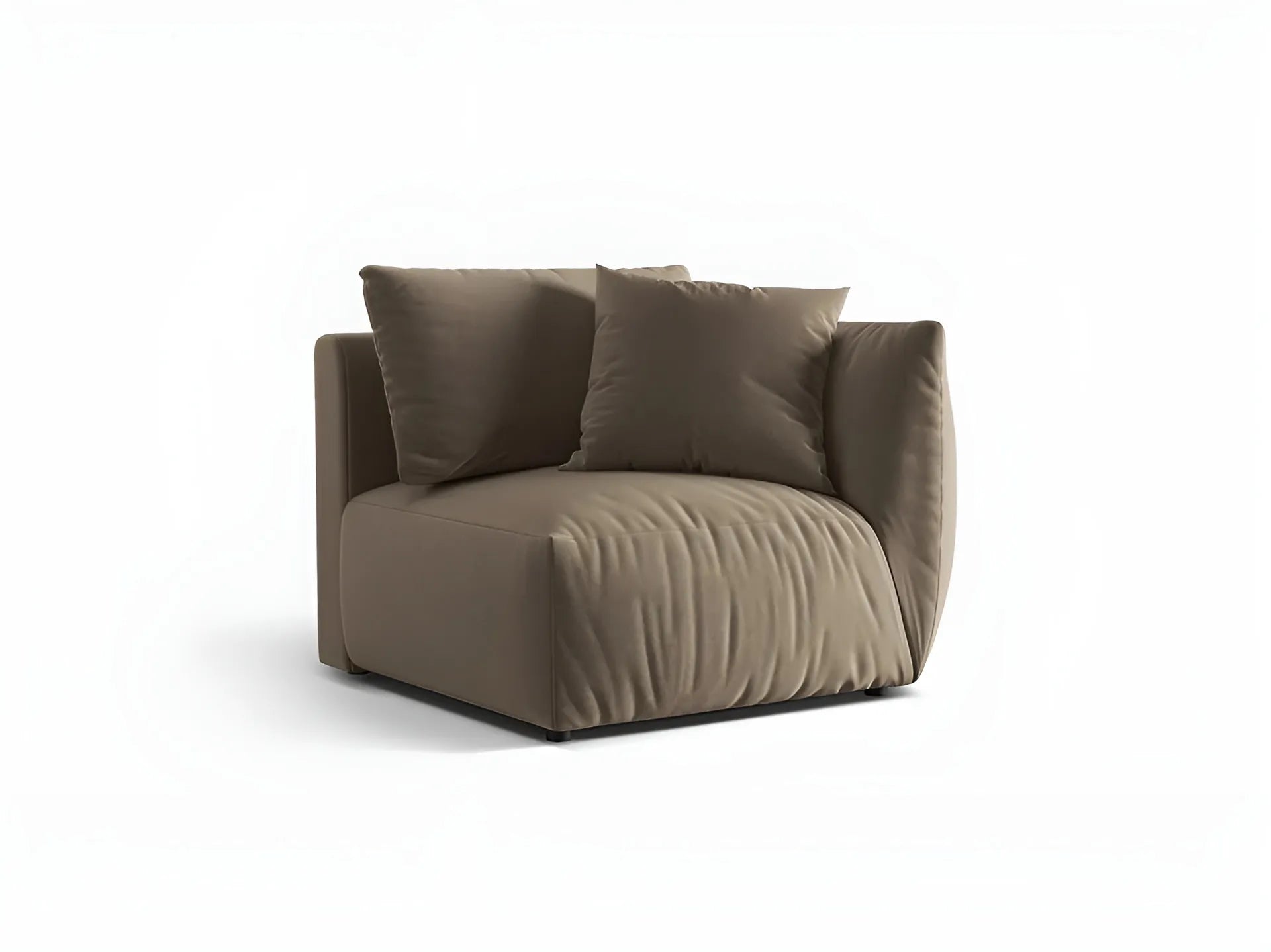 Sofabed modulární sametový CHRIS - pravý prvek světle hnědý