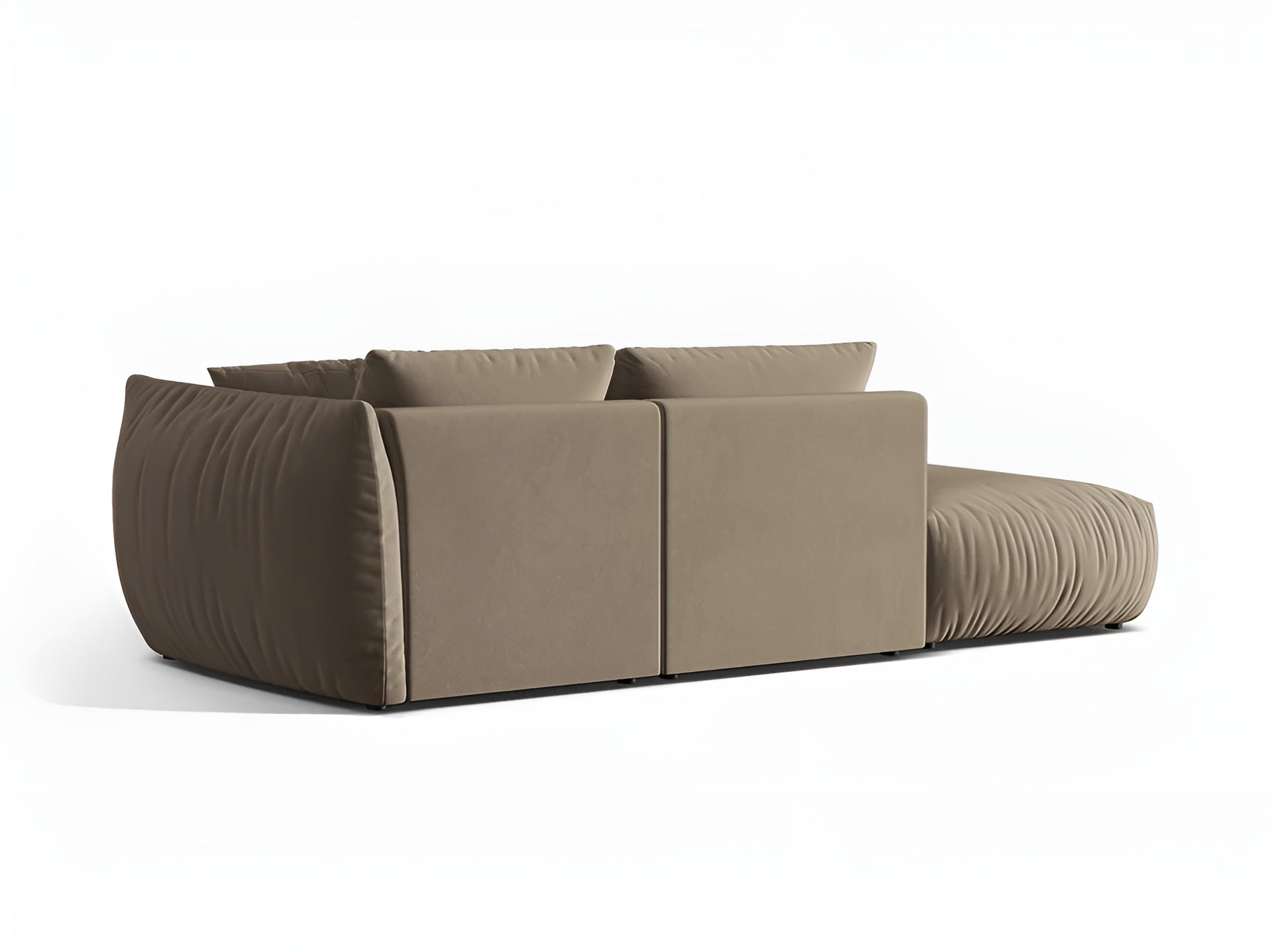 Left-facing 3-seater velvet modular sofa CHRIS light brown