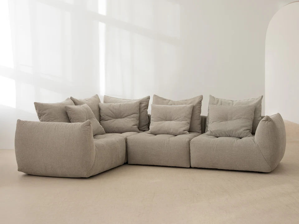 Sofa sametová 3-osobová BLOOM šedá