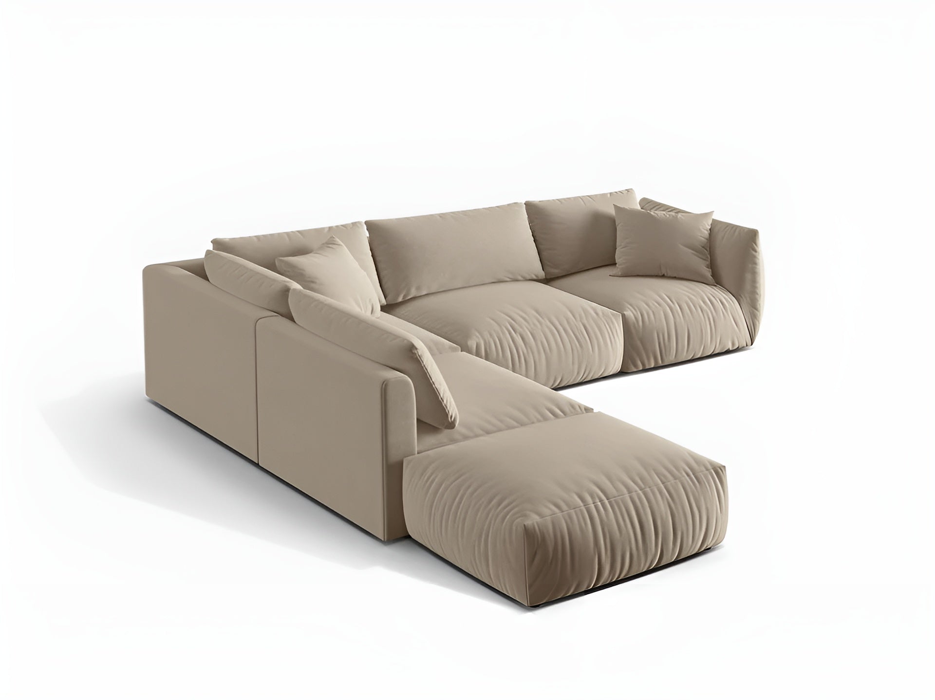 Left-facing 4-seater velvet modular corner sofa CHRIS ecru