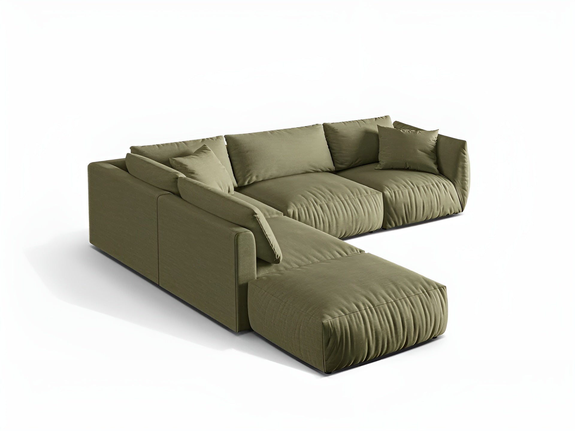 Left-facing modular sofa for 4 people CHRIS green chenille