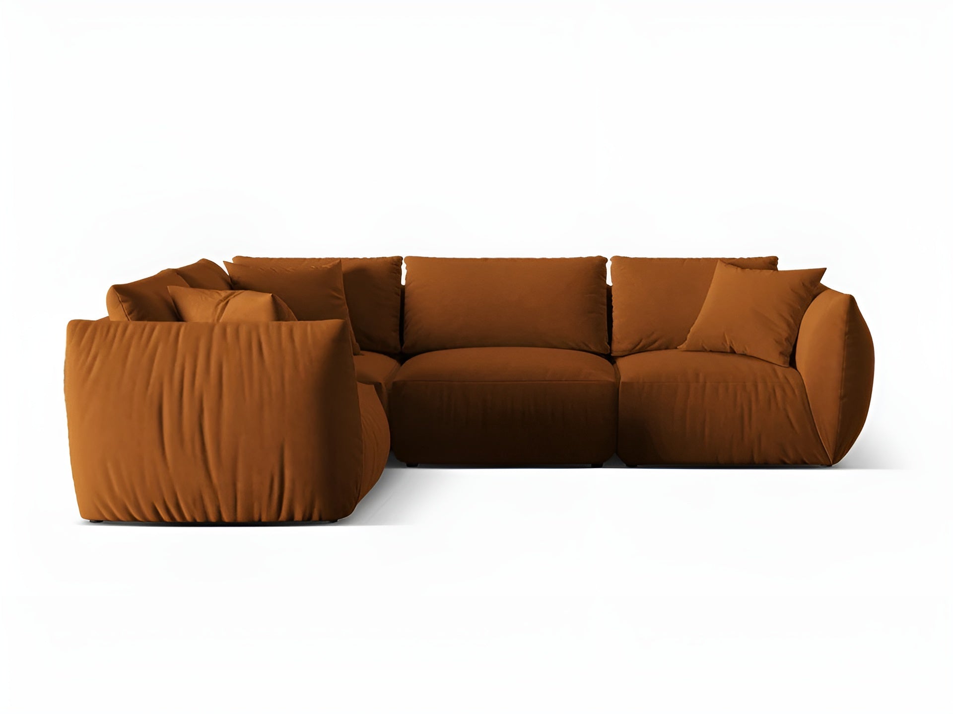 Sametový rohový gauč pro 4 osoby, levý CHRIS terracotta