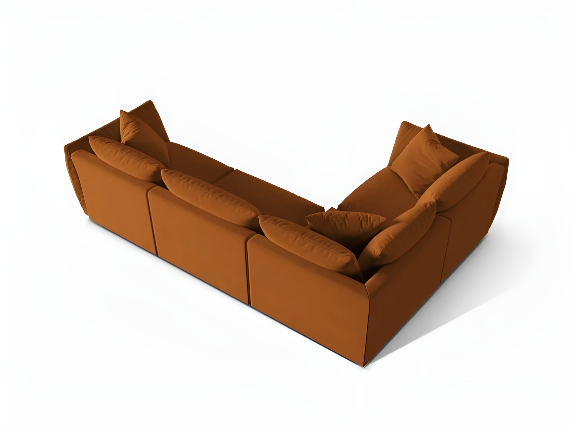 Sametový rohový gauč pro 4 osoby, levý CHRIS terracotta