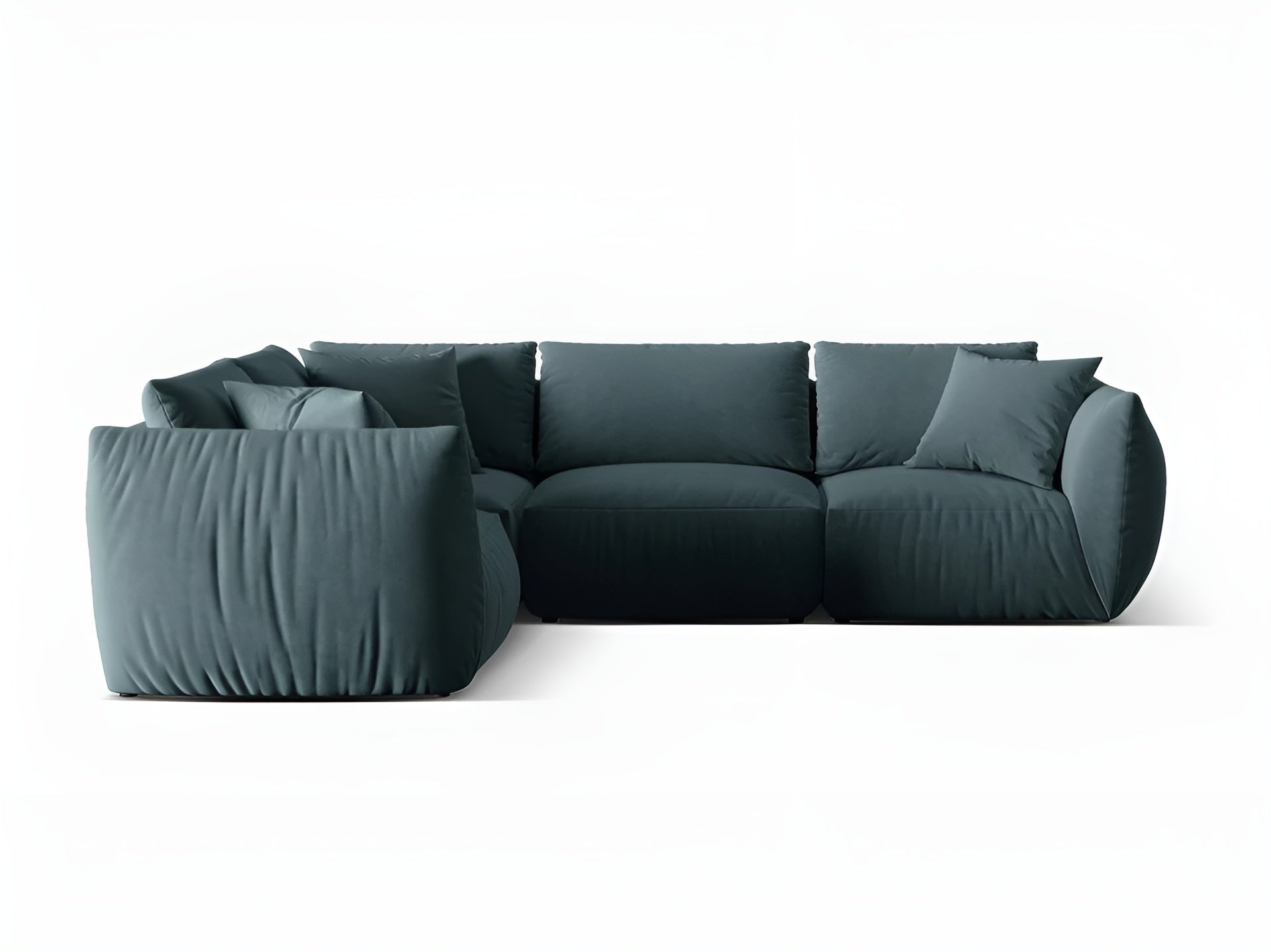 Velvet corner sofa for 4 people, left-sided CHRIS light blue