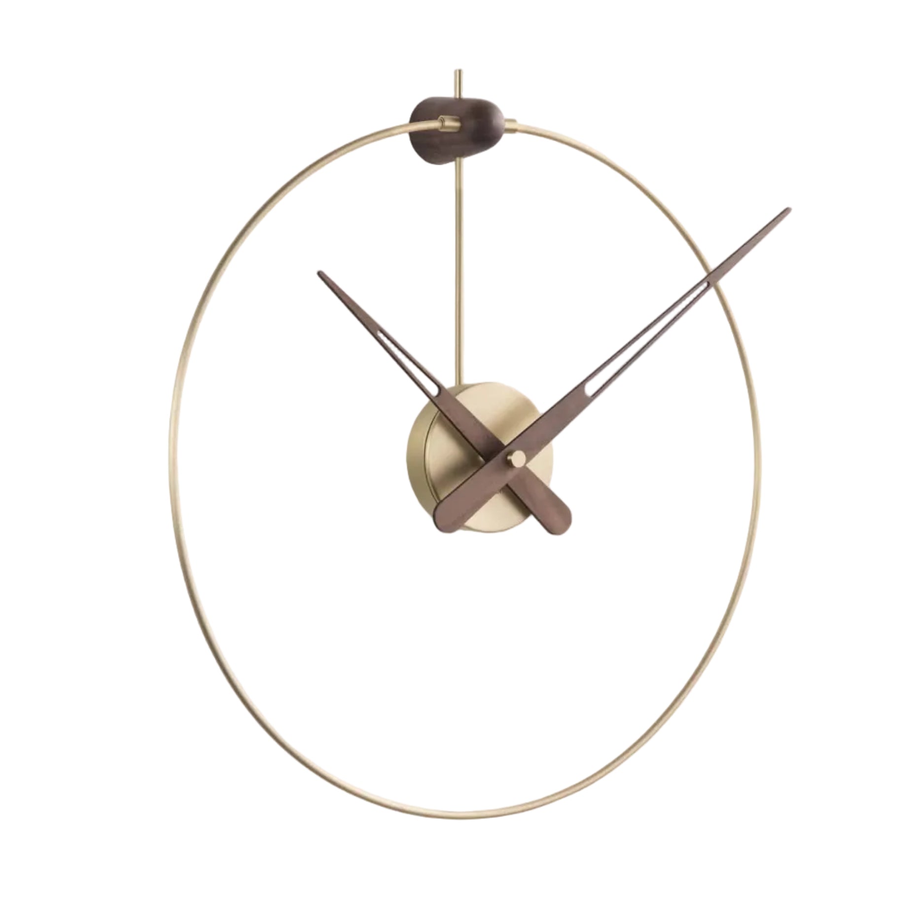 Nástěnné hodiny MICRO ANDA ořechové dřevo s mosazným detailem