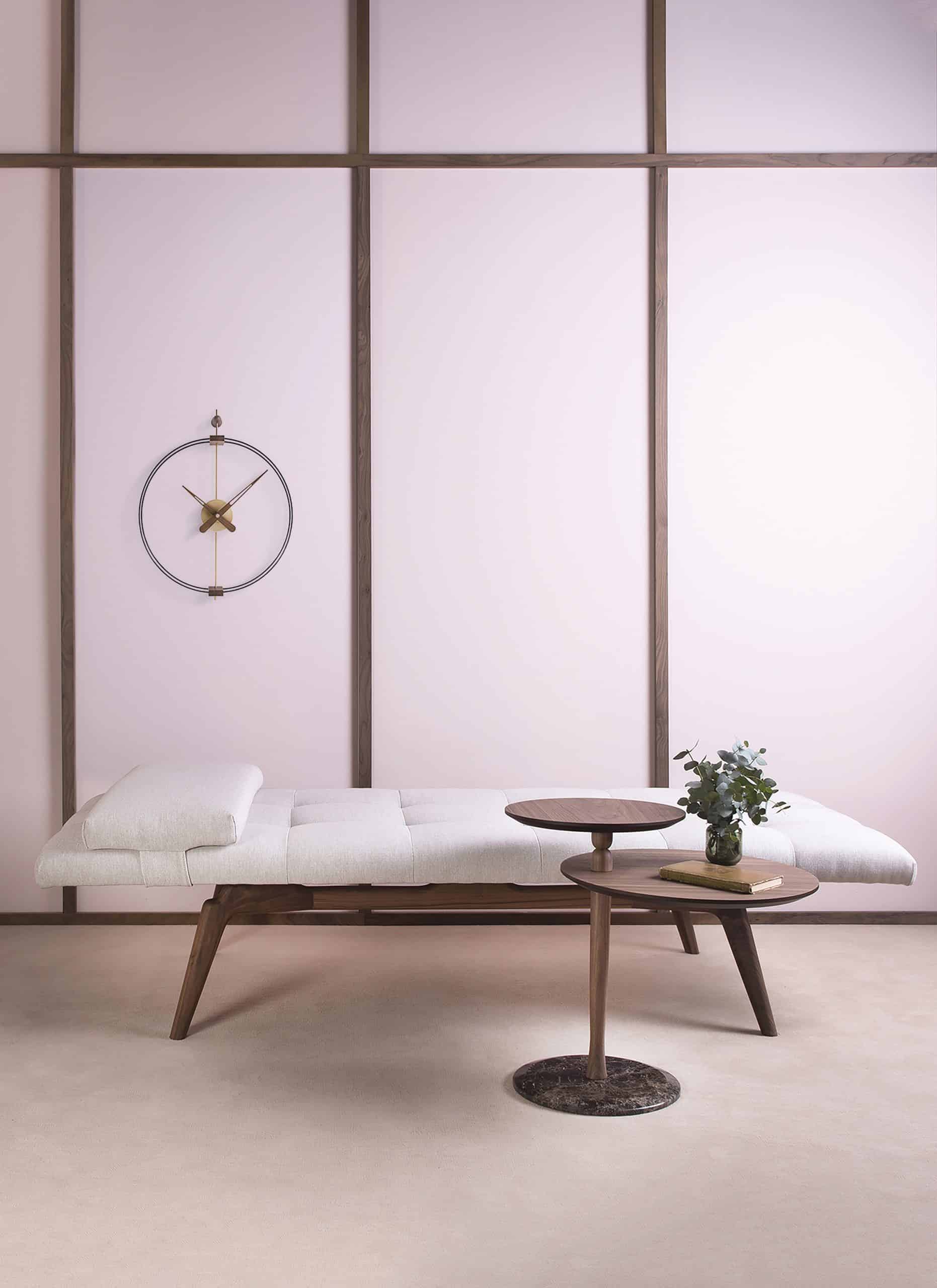 Wall Clock MICRO BARCELONA walnut wood with black and brass