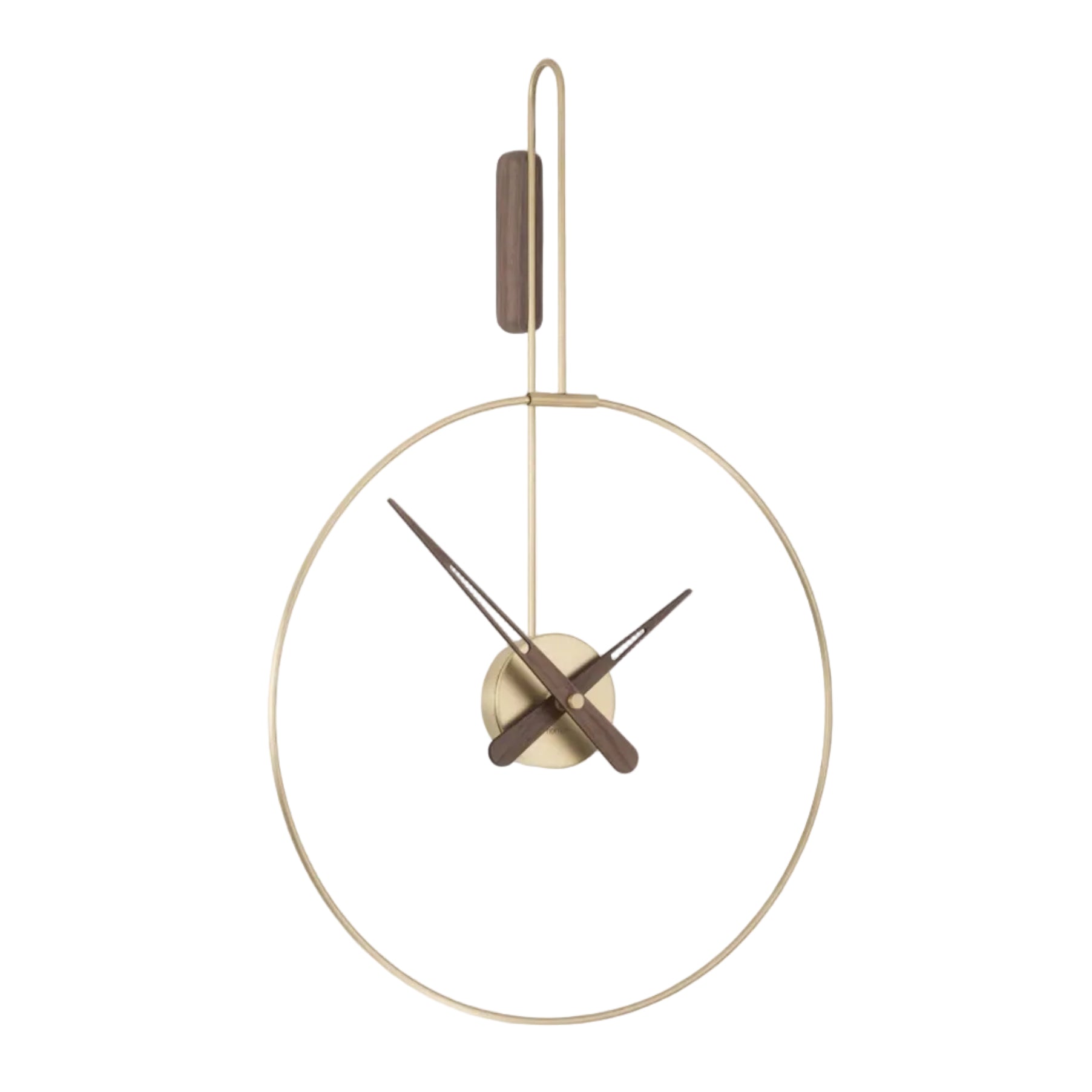 Nástěnné hodiny MICRO DARO ořechové dřevo s mosazným detailem