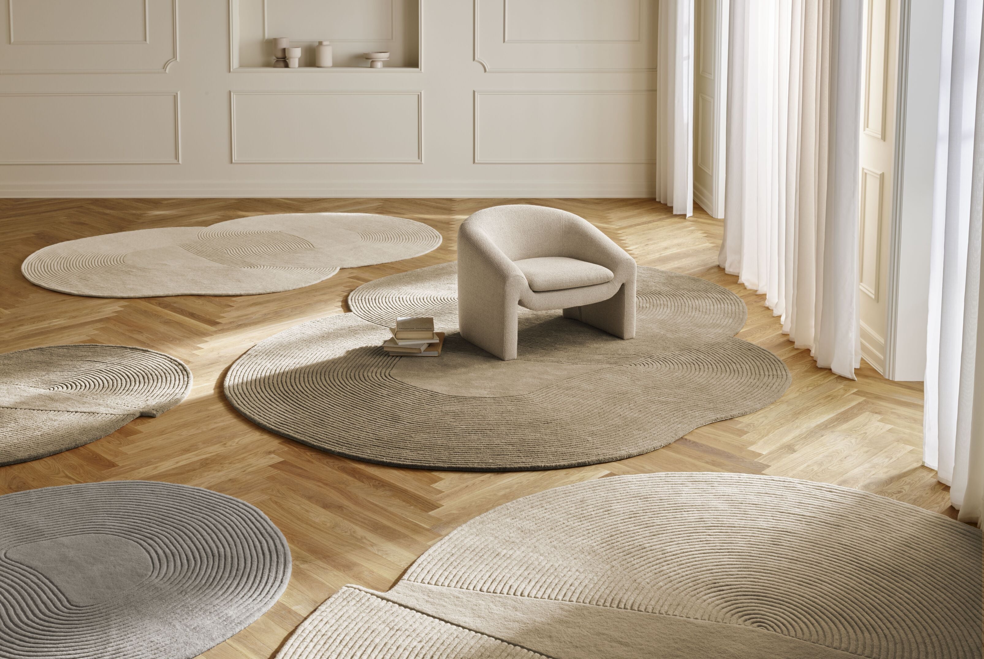 Cream ZEN SHAPED Oval Rug