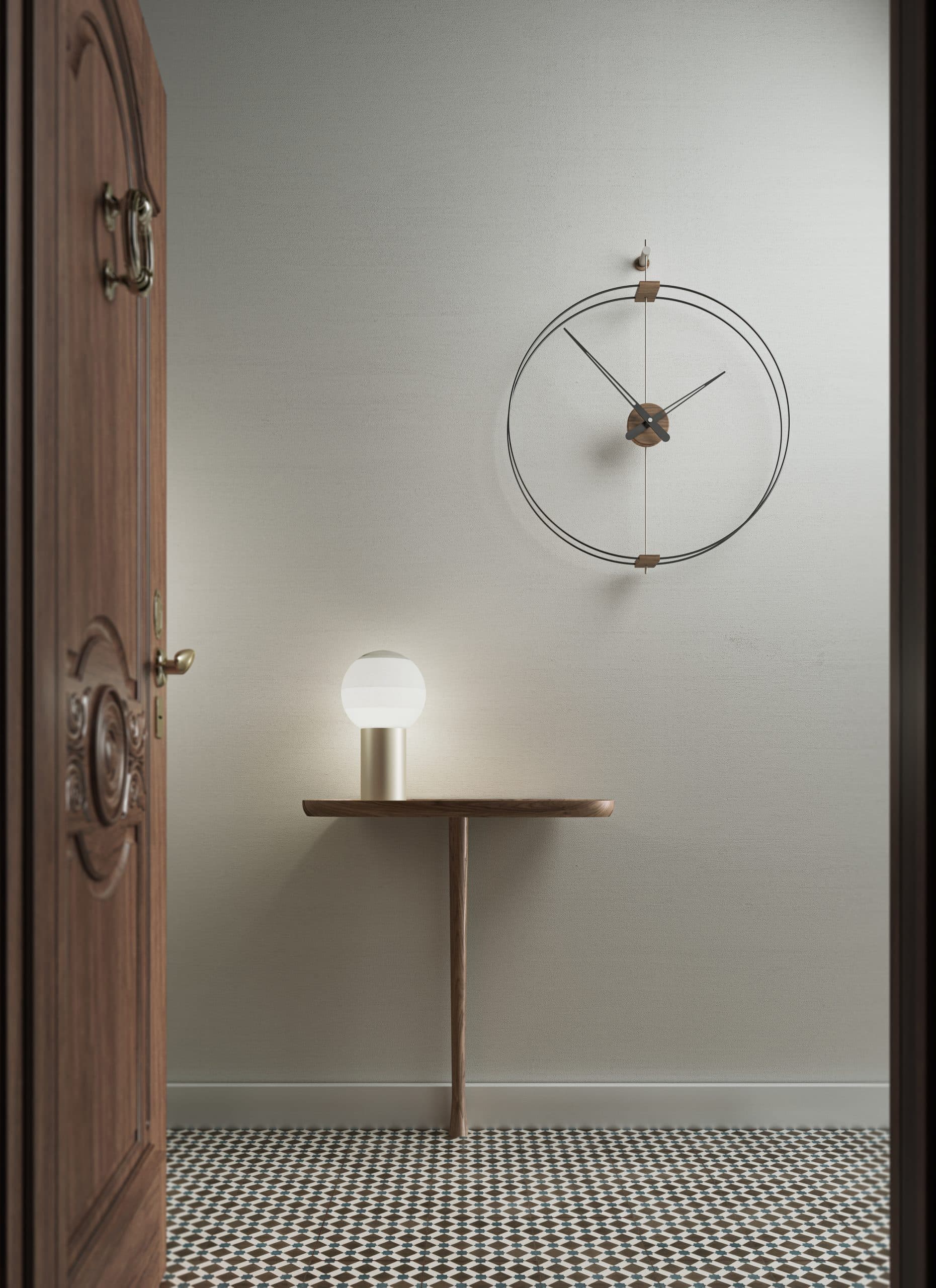 Nástěnné hodiny BARCELONA MINI ořechové dřevo s černou a stříbrnou