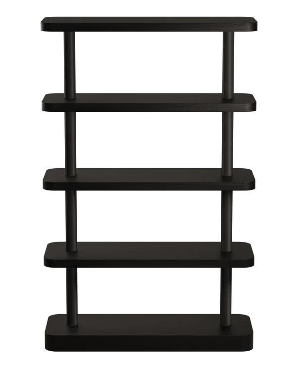 Regał MOD kruczoczarny fornir z czarnymi elementami