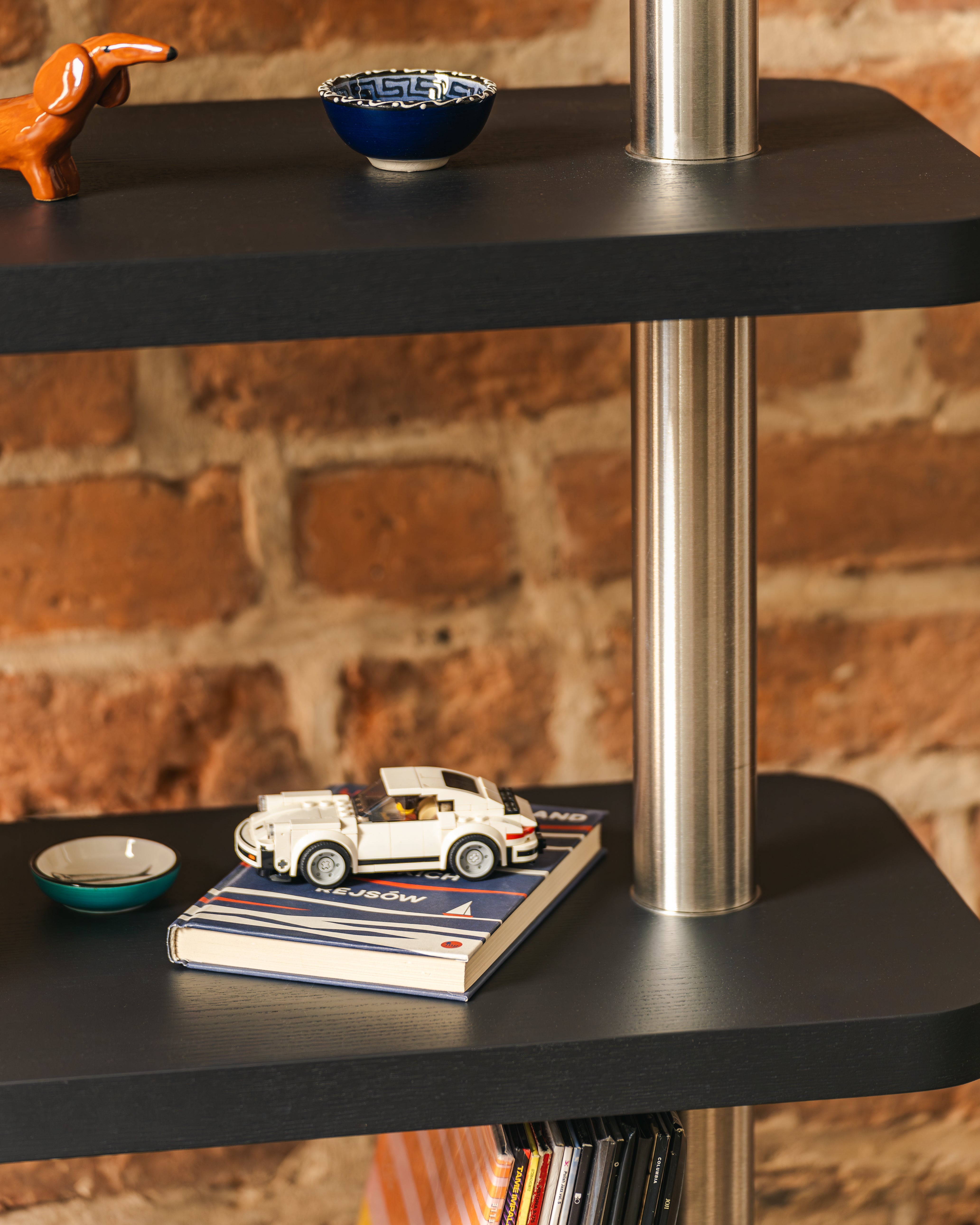 MOD black raven veneer shelf with steel elements