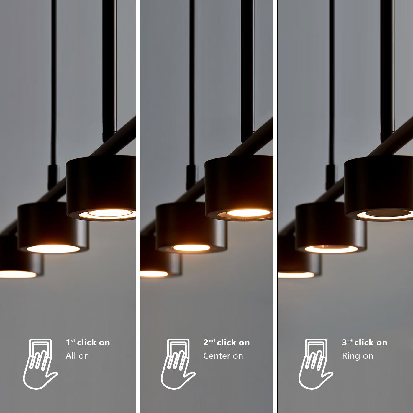 Čtyřbodová stropní lampa CLYDE černá