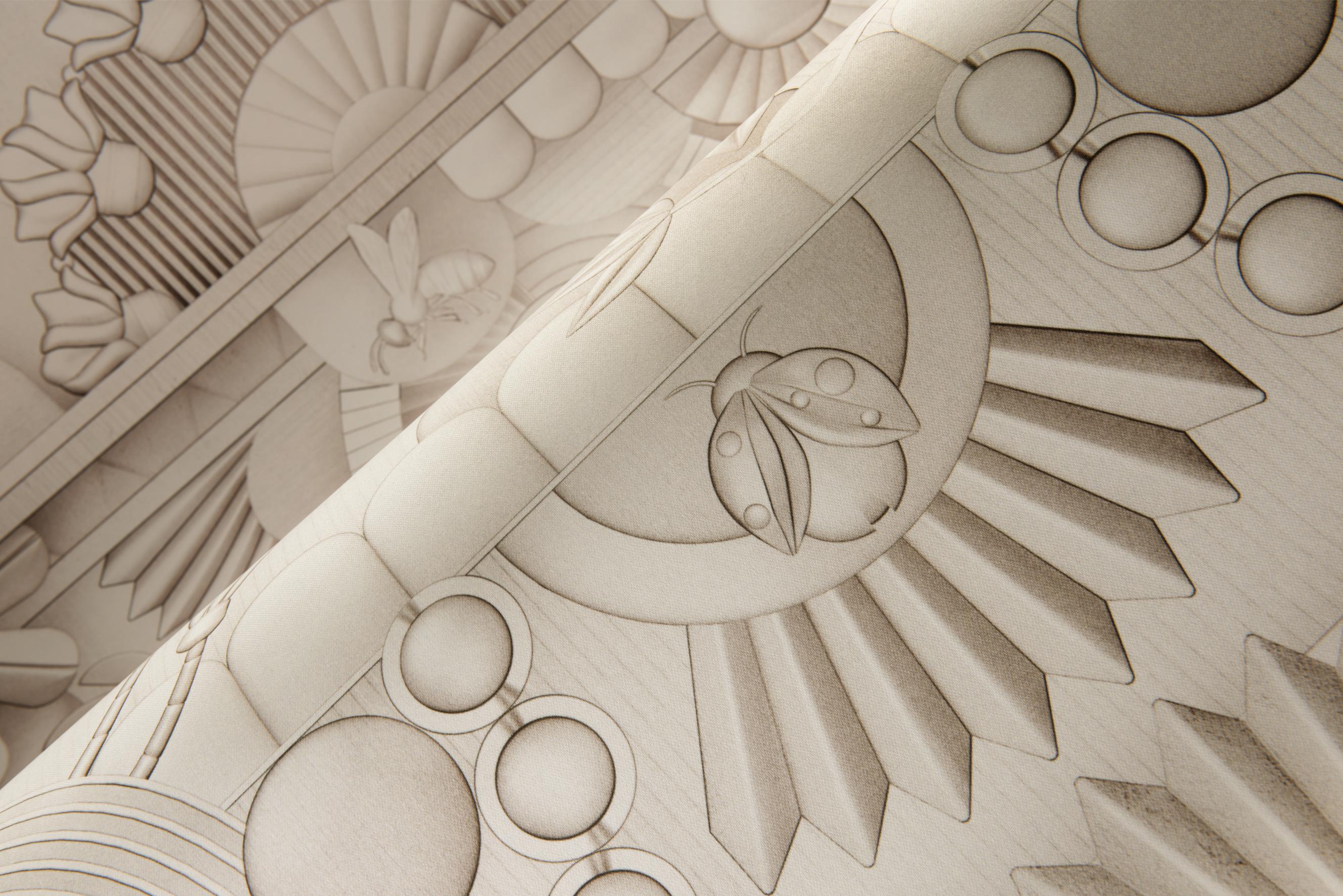 Mural tekstylny w stylu art deco w kształcie łuku GREENHOUSE GATHERING ARCH ciemny zielony