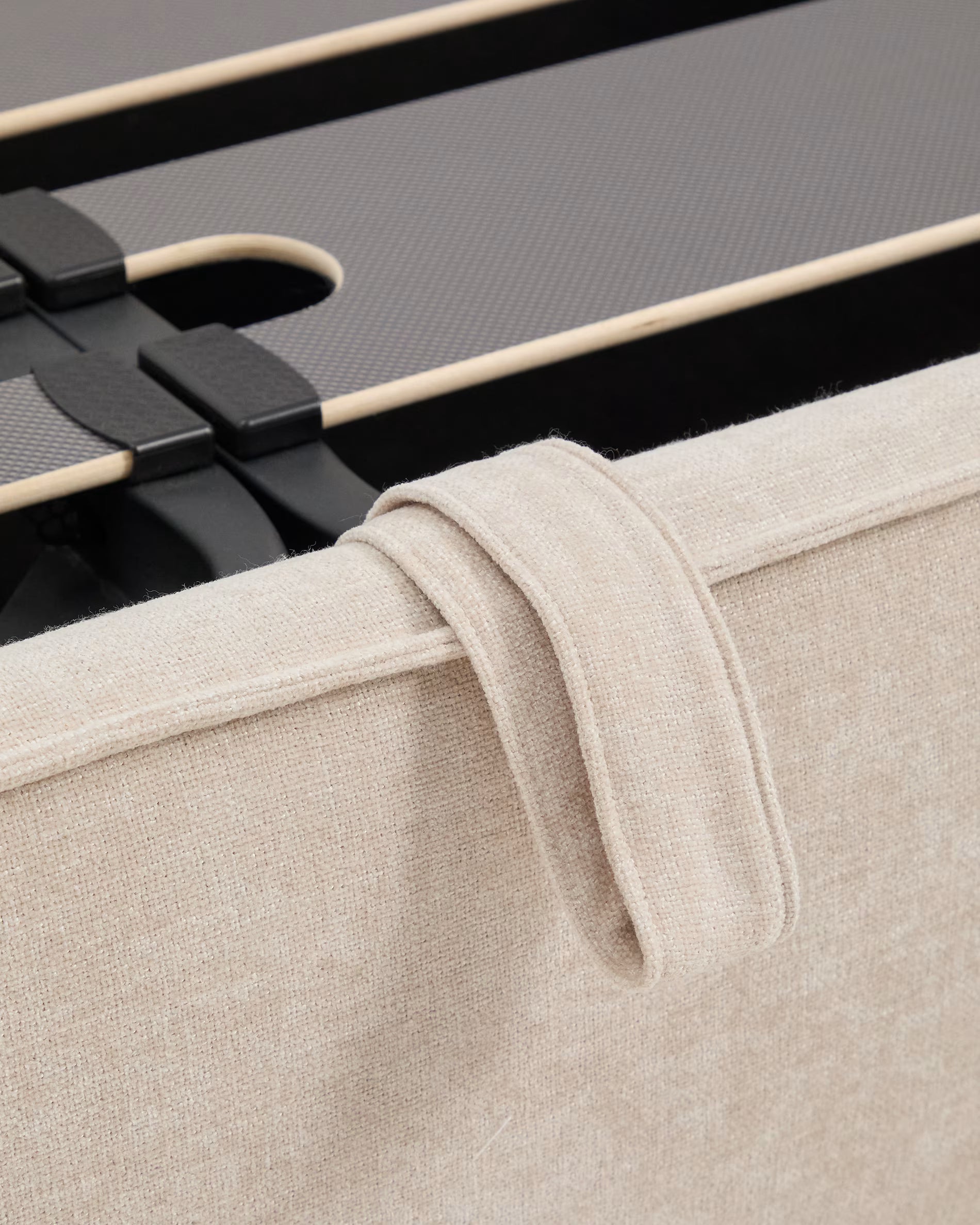 ARVIAN bed with bedding storage beige chenille