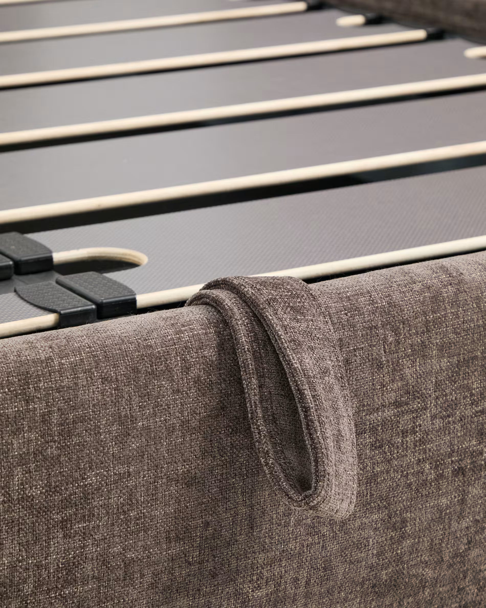 Bed with bedding storage DAFRA brown chenille