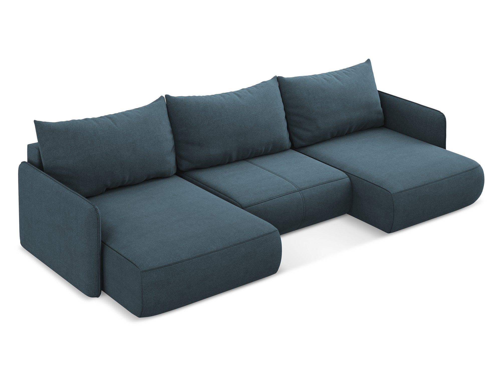 Panoramic Corner Sofa with Sleeping Function NANEA in Denim Blue
