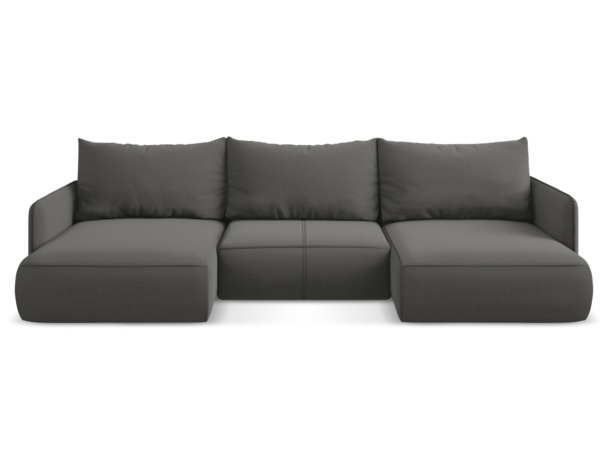 Panoramic Velvet Corner Sofa with Sleeping Function NANEA in Steel Gray