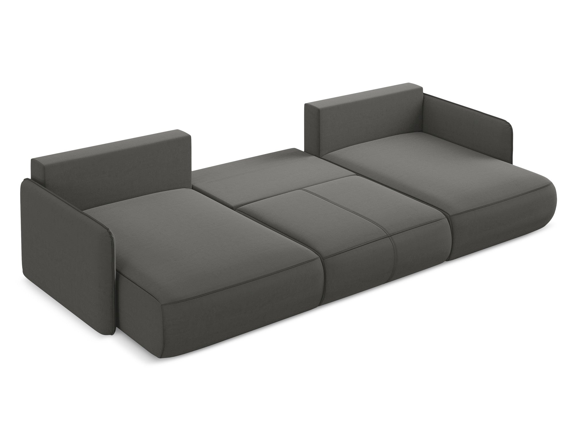 Panoramic Velvet Corner Sofa with Sleeping Function NANEA in Steel Gray
