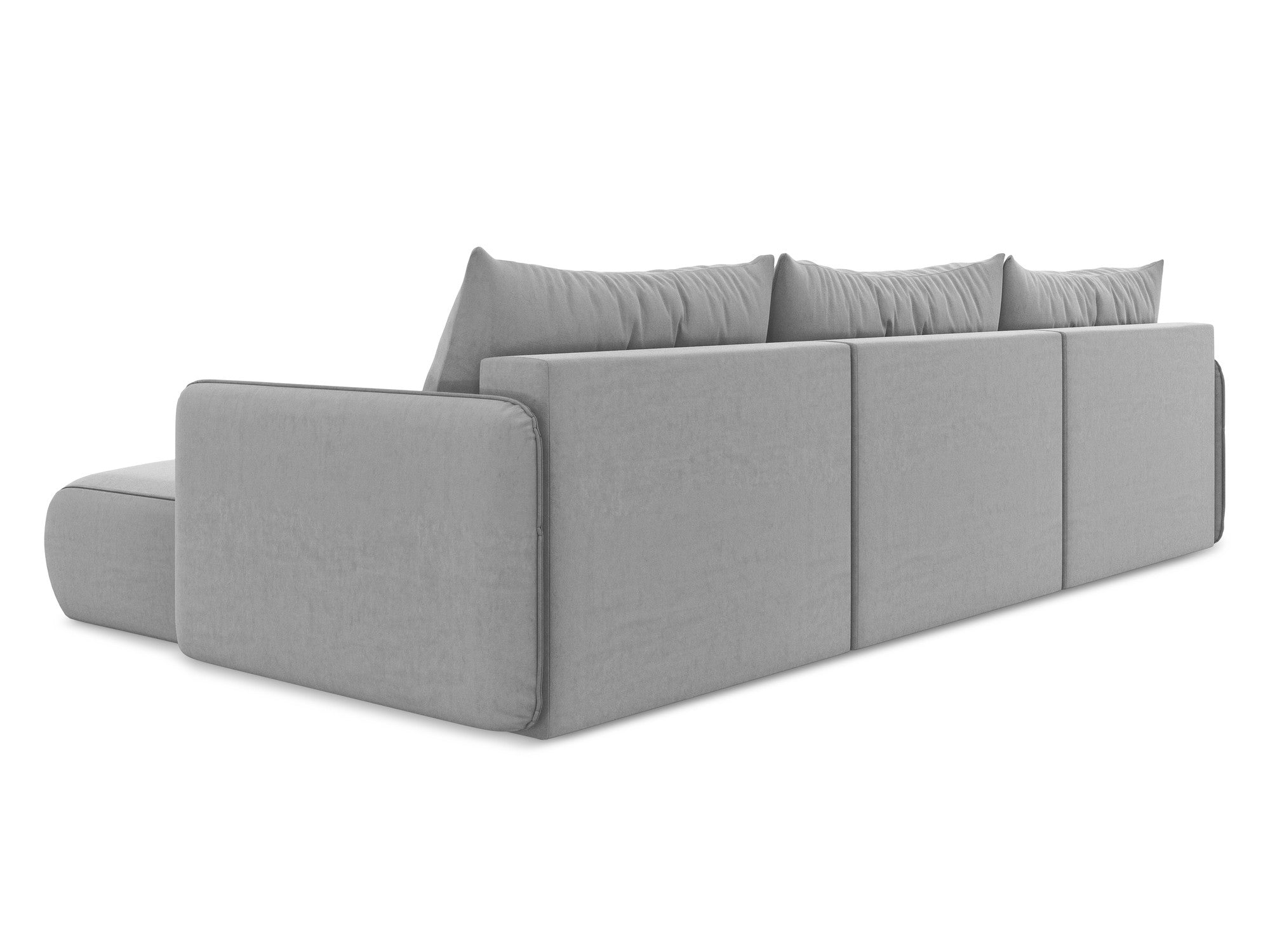 Gray velvet panoramic corner sofa with sleeping function NANEA