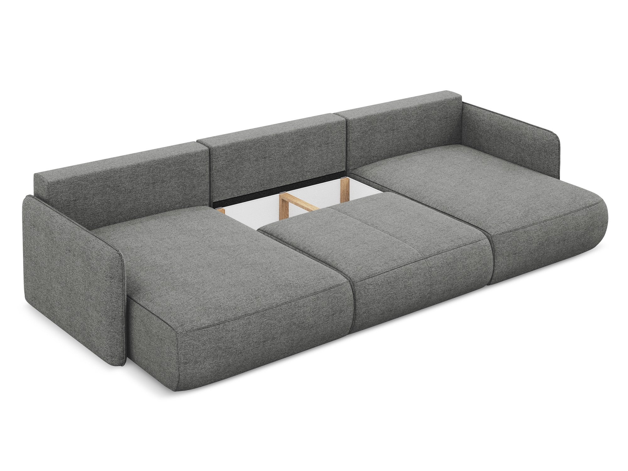 Panoramic Corner Sofa with Sleeping Function NANEA Gray Chenille
