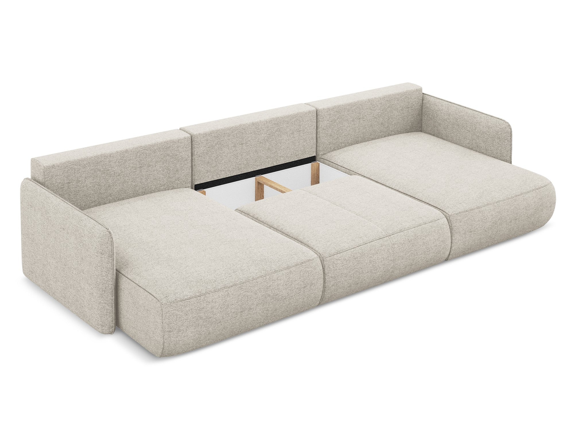 Panoramic corner sofa with sleeping function NANEA silver chenille