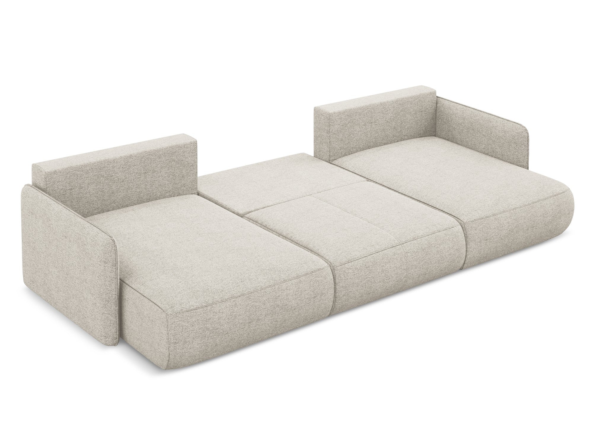 Panoramic corner sofa with sleeping function NANEA silver chenille