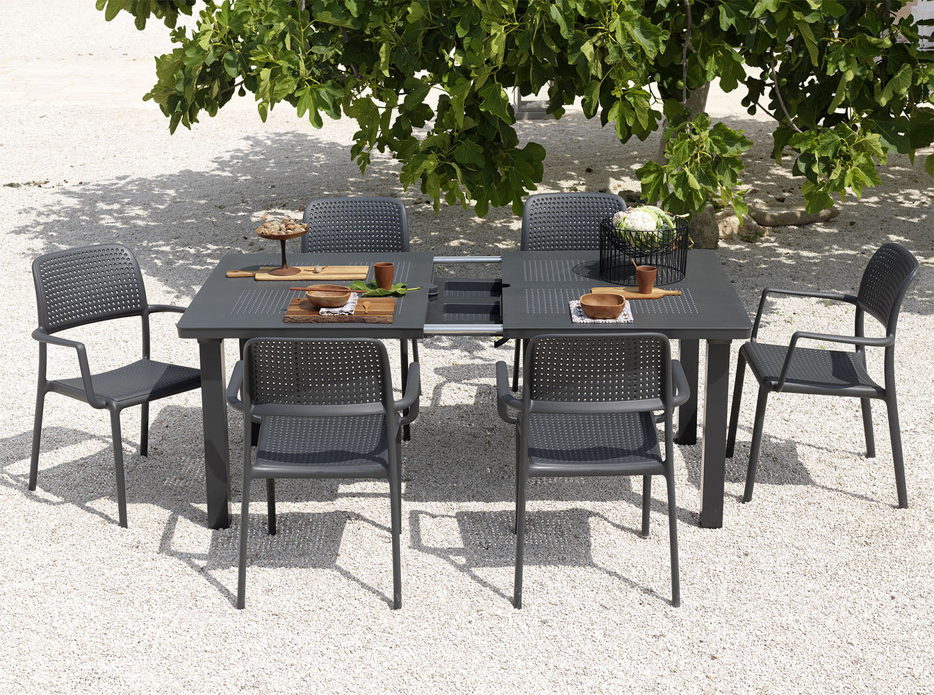 Outdoor chair with armrests BORA taupe