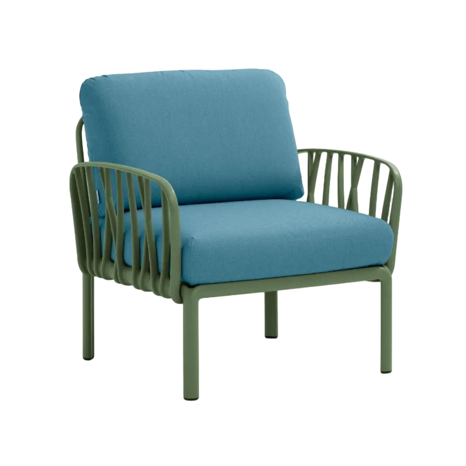 Outdoor armchair KOMODO blue Sunbrella® with green agave base [Antonina] [Amelia spr]