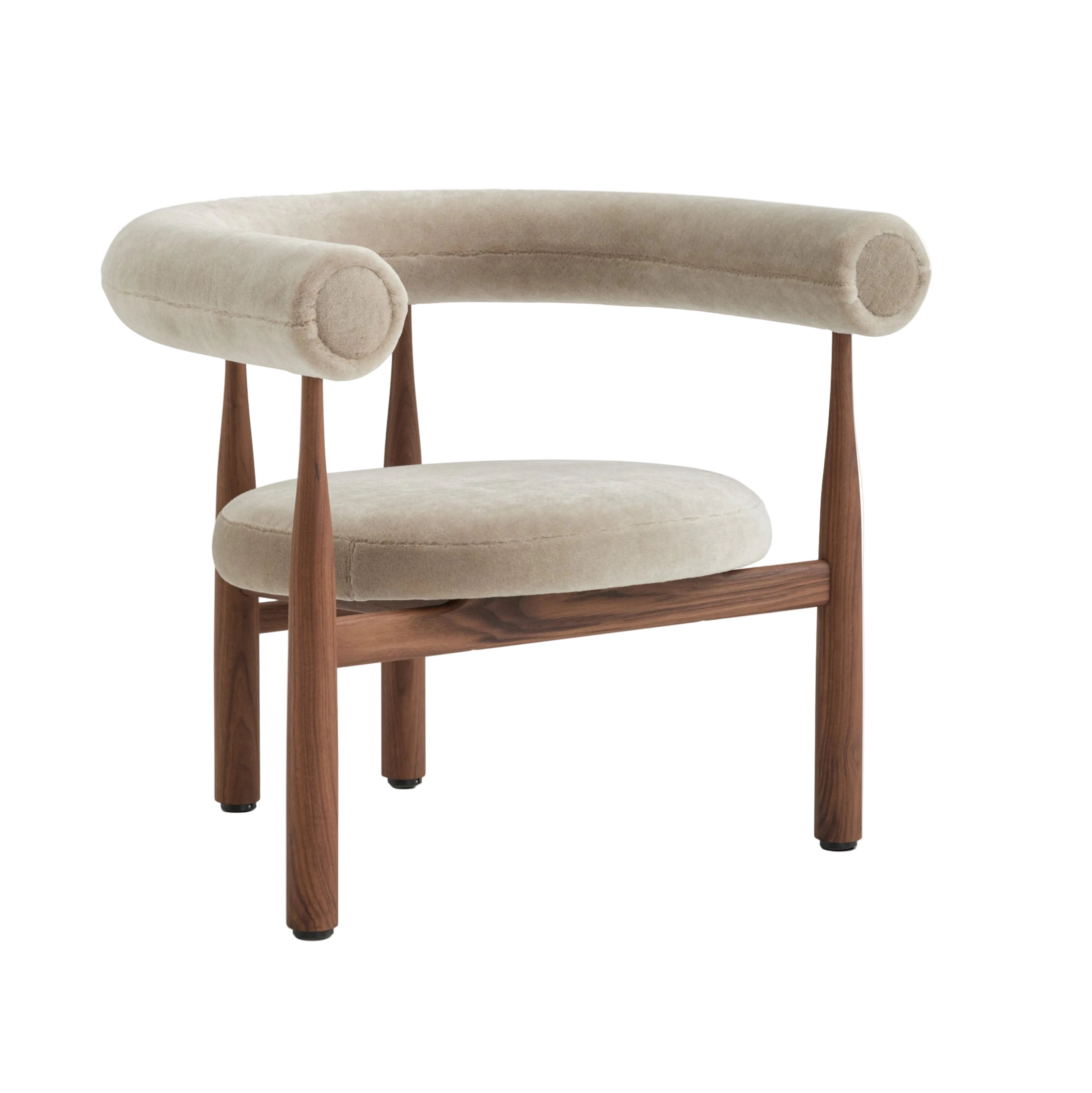 Křeslo BUKOWSKI čalouněné s ořechovým podstavcem