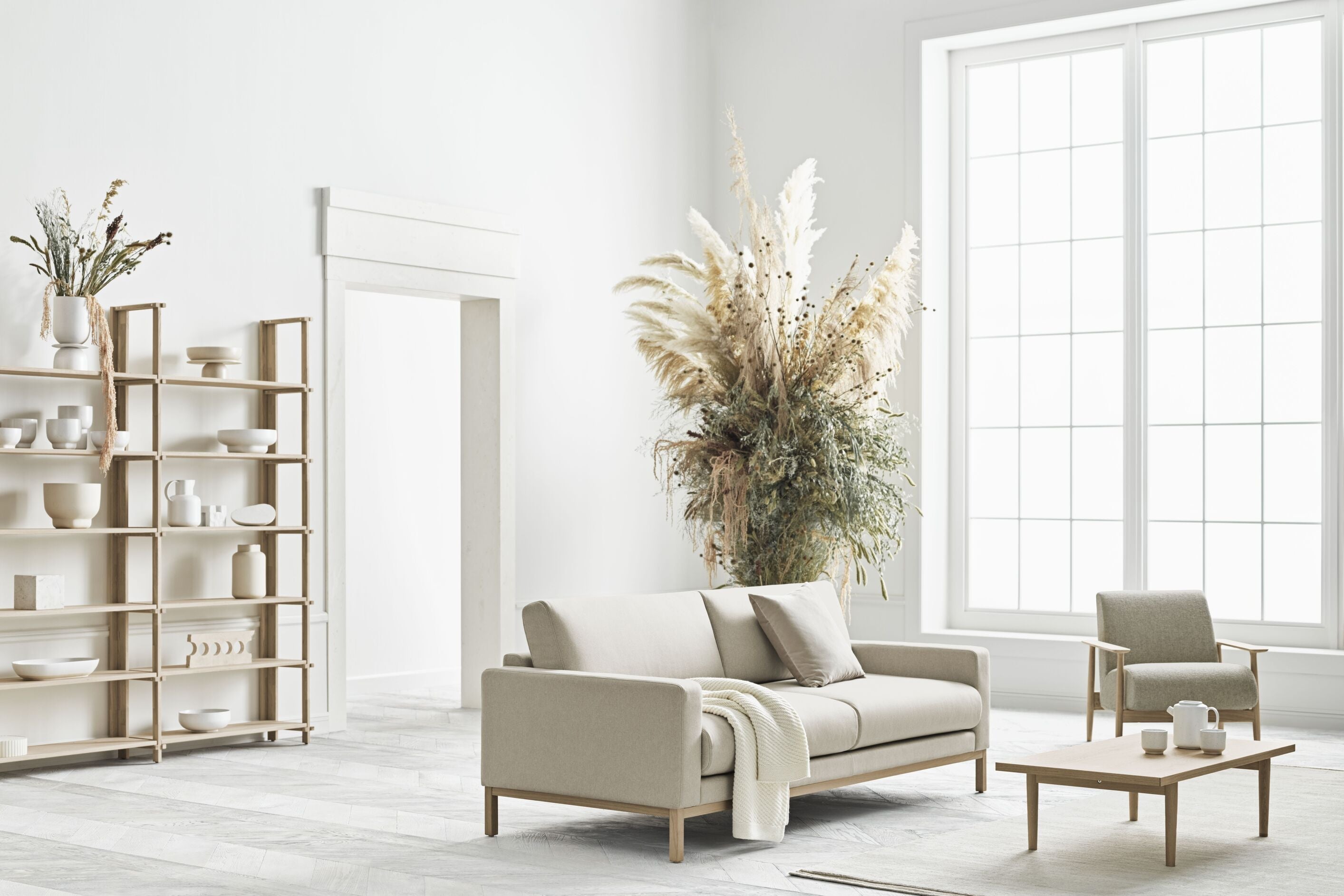 Regál se zásuvkami FRIEDMAN bělené dubové dřevo