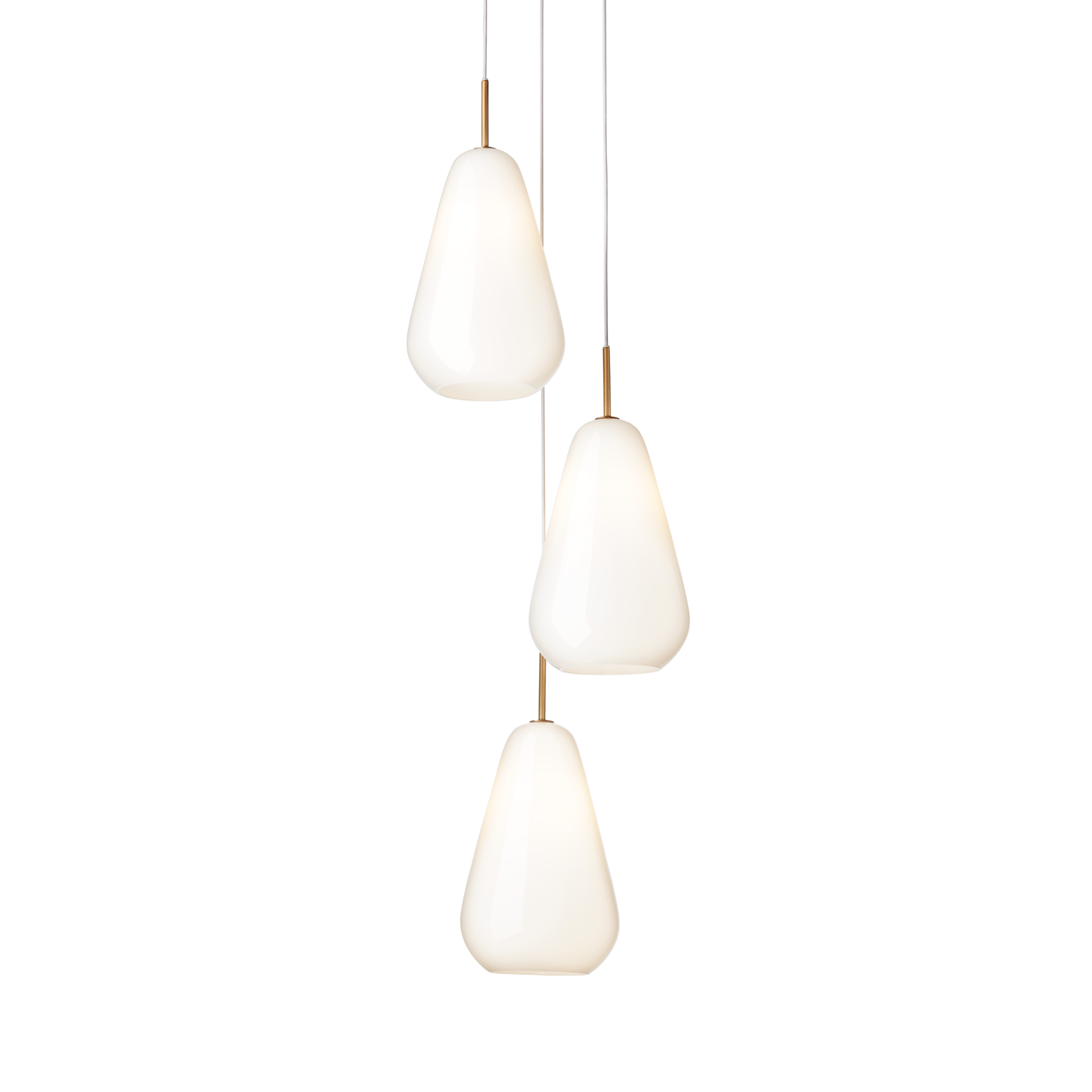 ANOLI 3 Pendant Lamp in Gold with Opal Glass