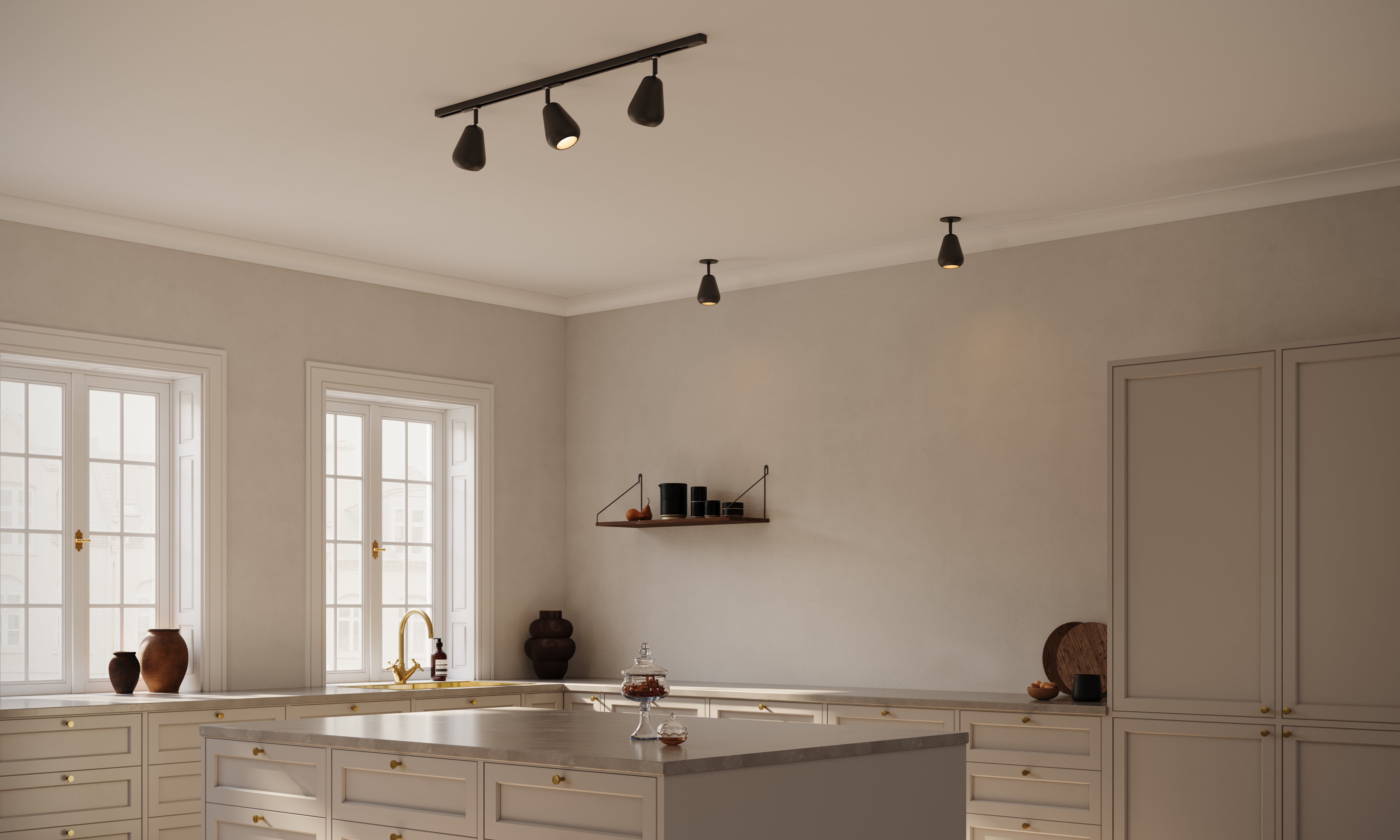 Tříbodová stropní lampa ANOLI černá