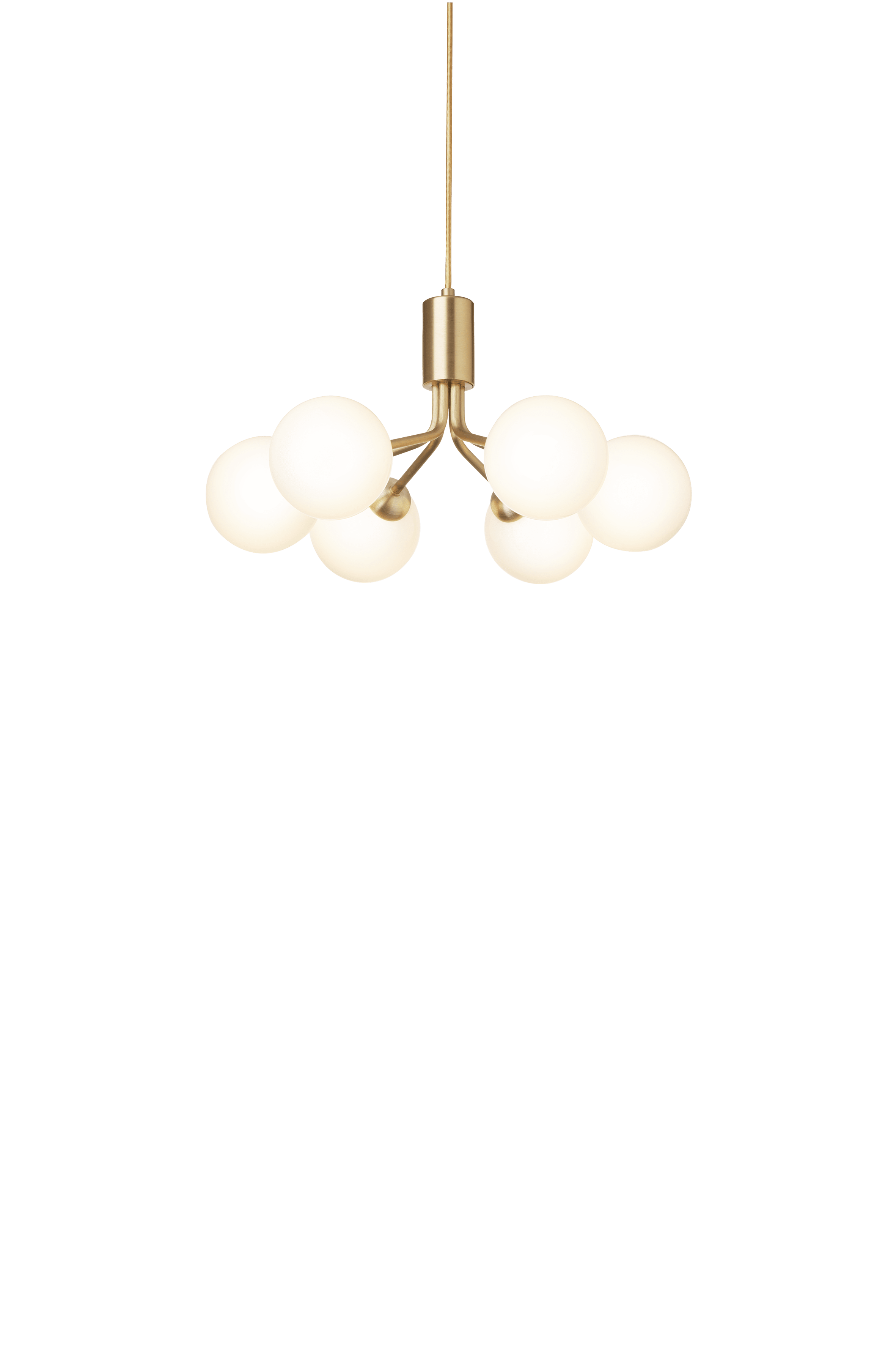 Lampa visící APIALES 6 mosazná s opálovým sklem