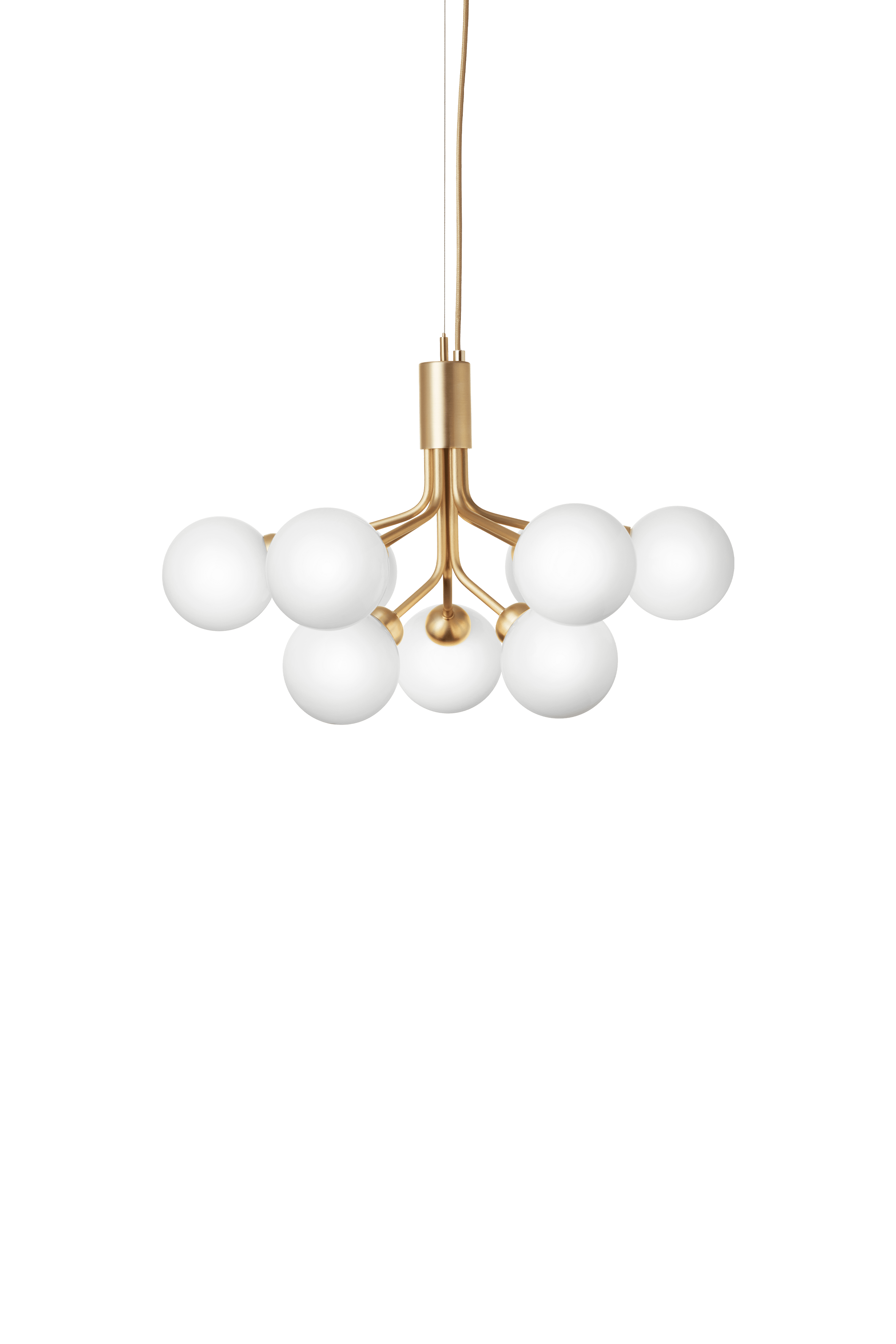 Závěsná lampa APIALES 9 mosazná s opálovým sklem
